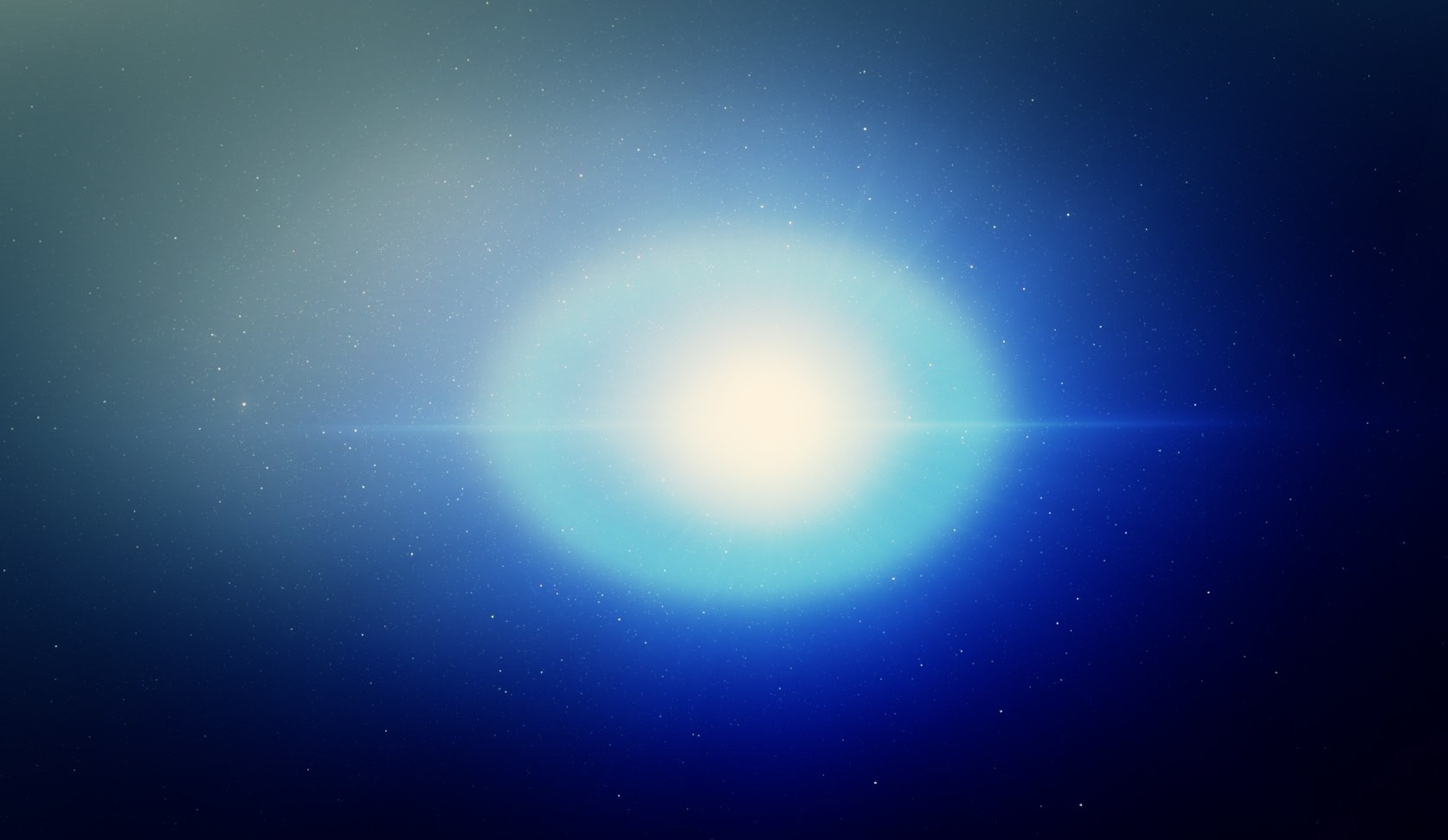 Bright light in deep blue space with stars HD Wallpaper