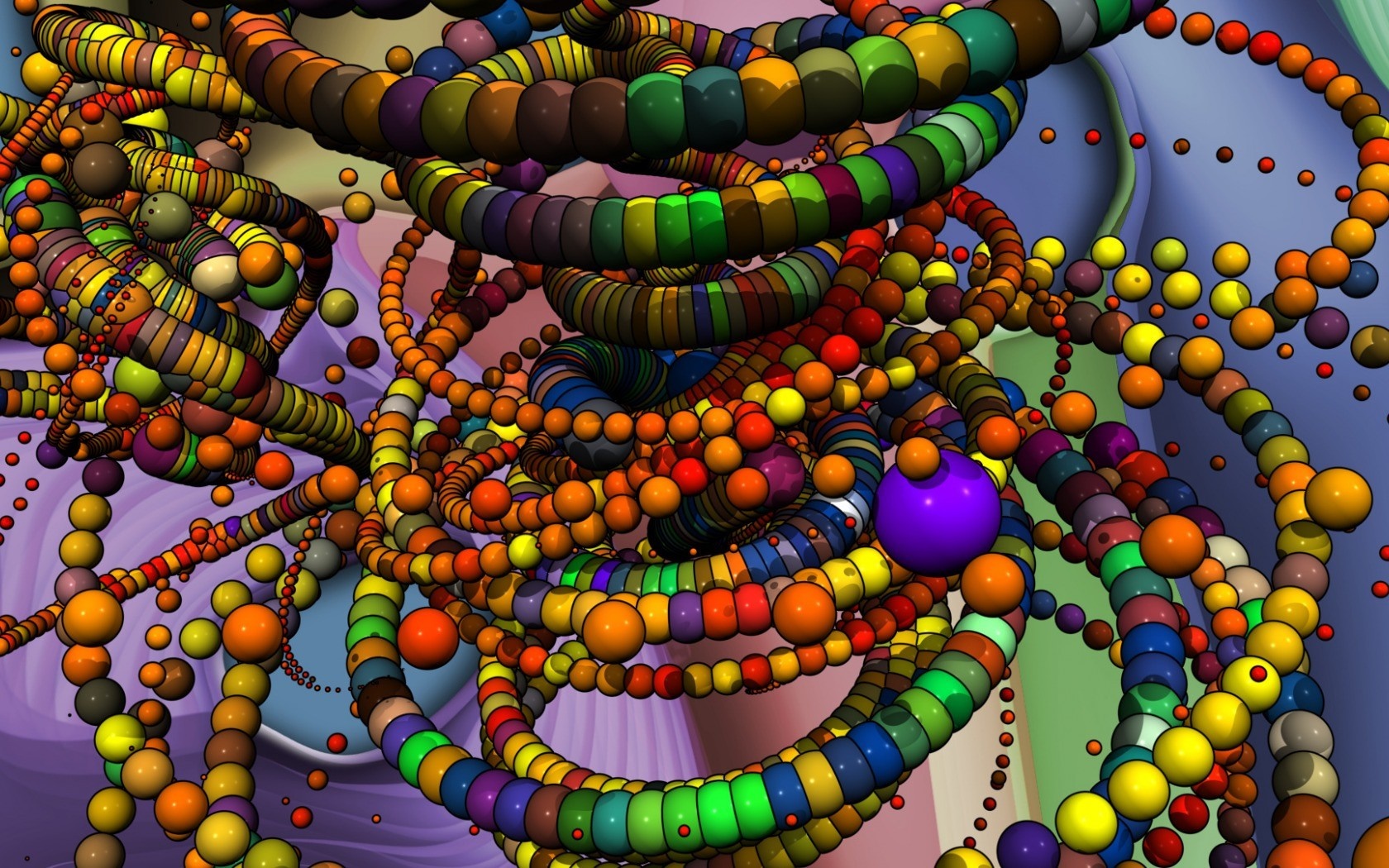Colorful abstract 3D spheres and chains HD Wallpaper