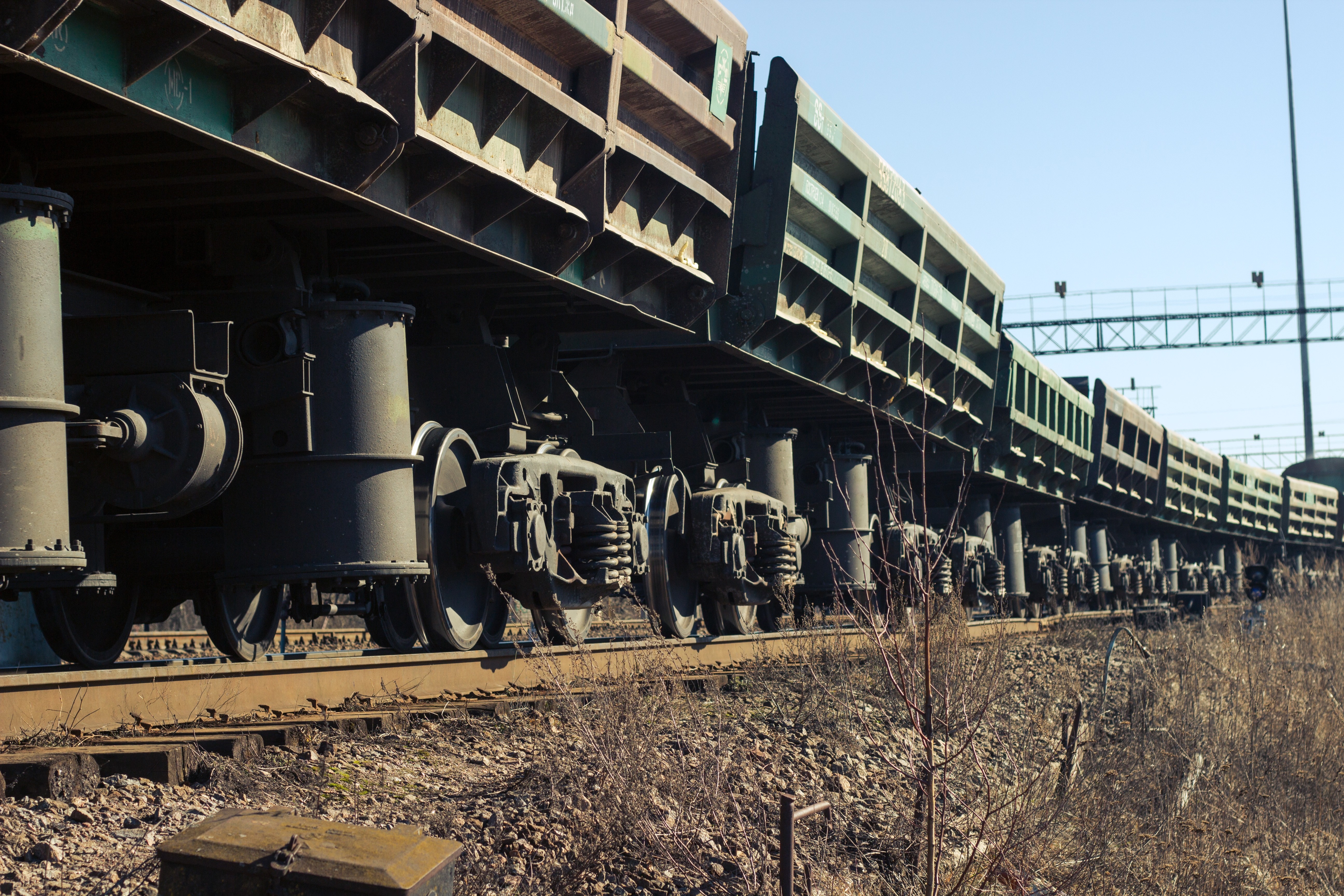 Freight train on railway tracks in Russia HD Wallpaper