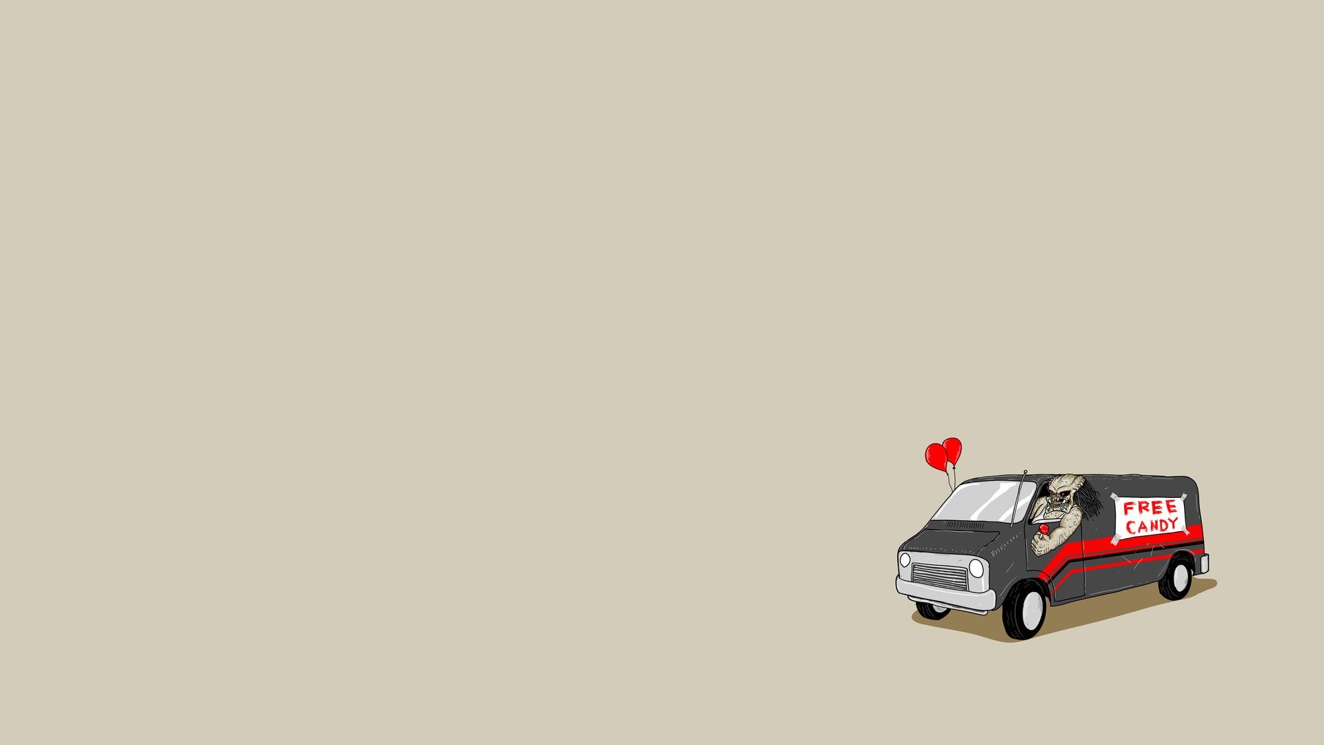 Predator from Predator movie in a van with free candy HD Wallpaper