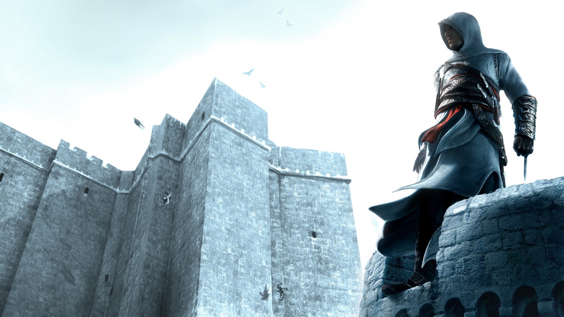 Assassin from Assassin's Creed on a stone wall HD Wallpaper