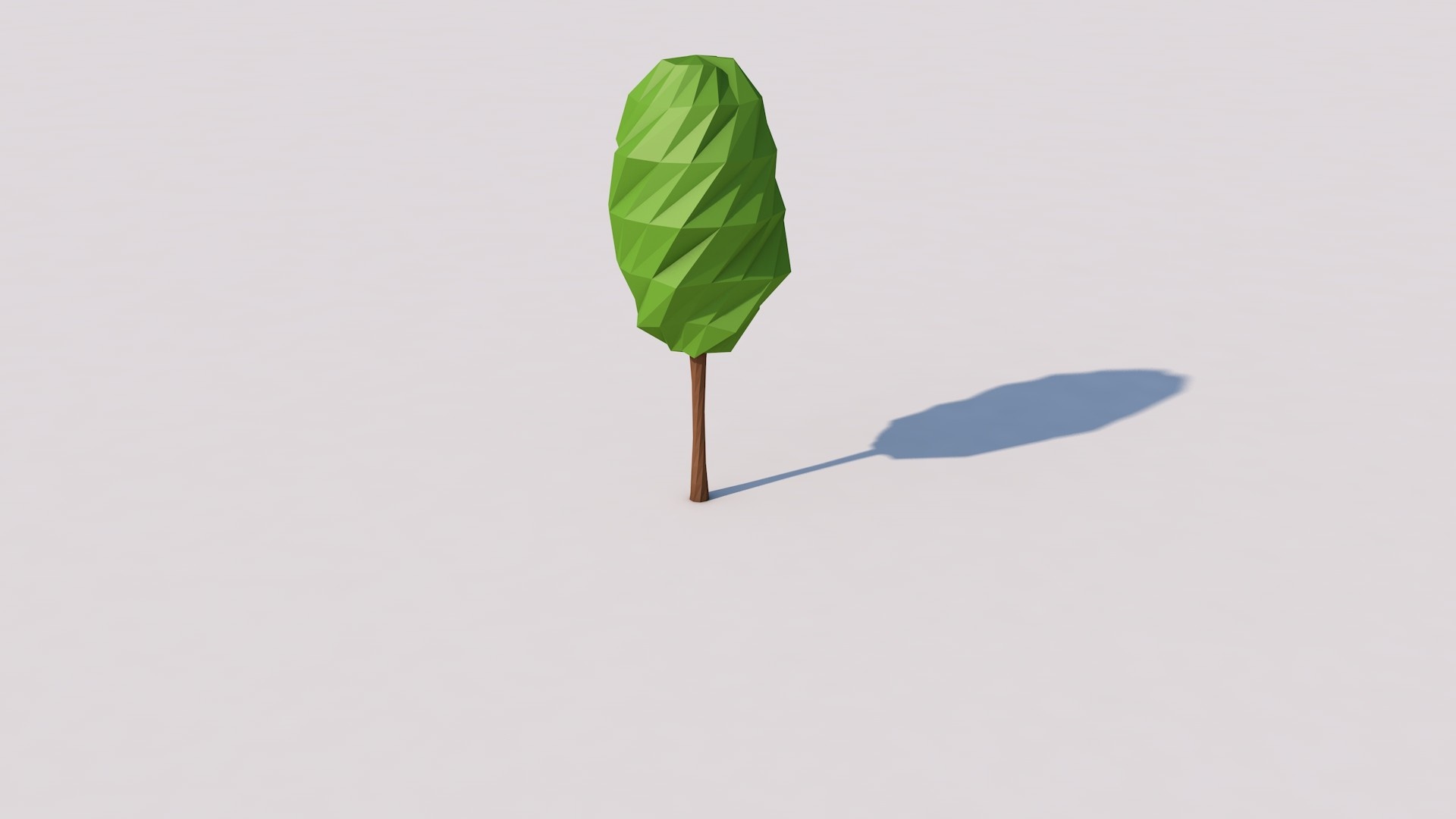 Low poly tree with shadow on white background HD Wallpaper