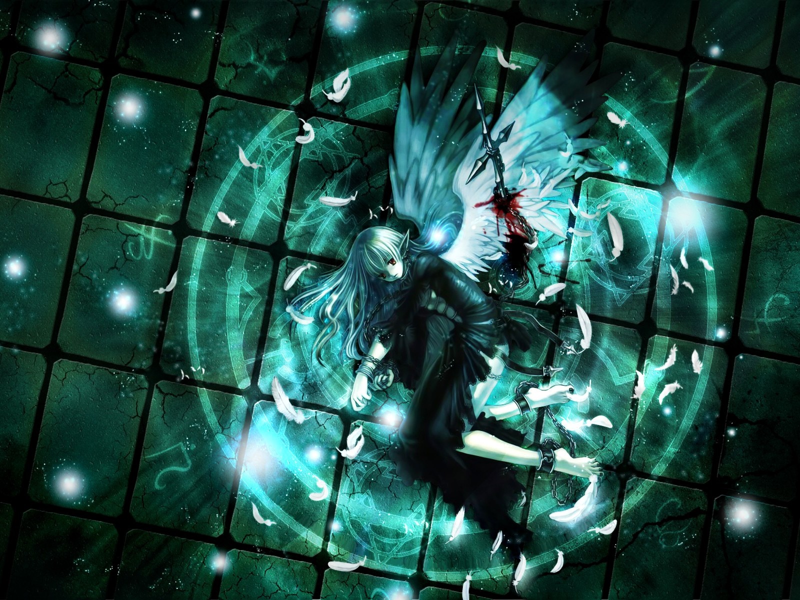 Anime girl with wings and sword HD Wallpaper