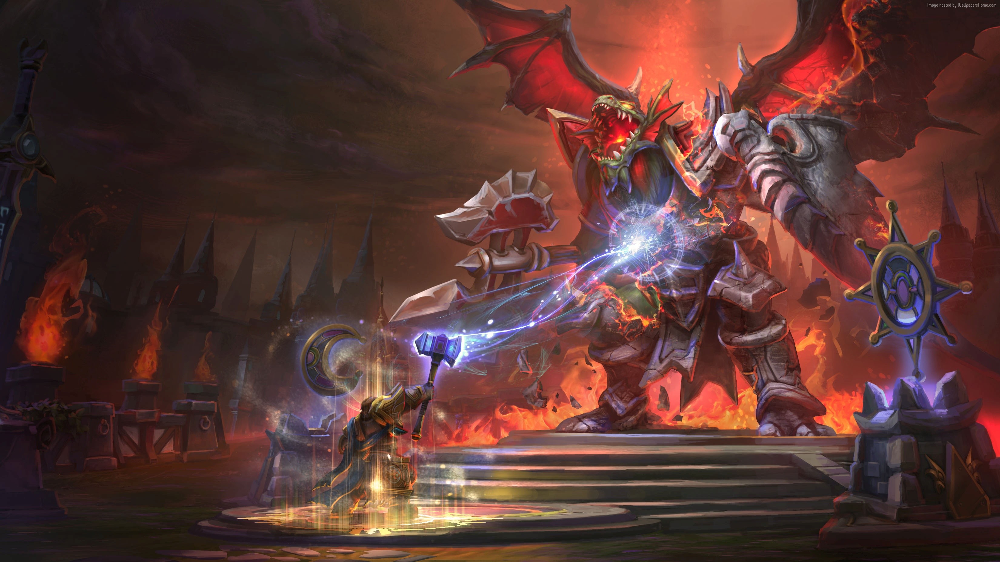 Dragon from Heroes of the Storm fighting a warrior HD Wallpaper