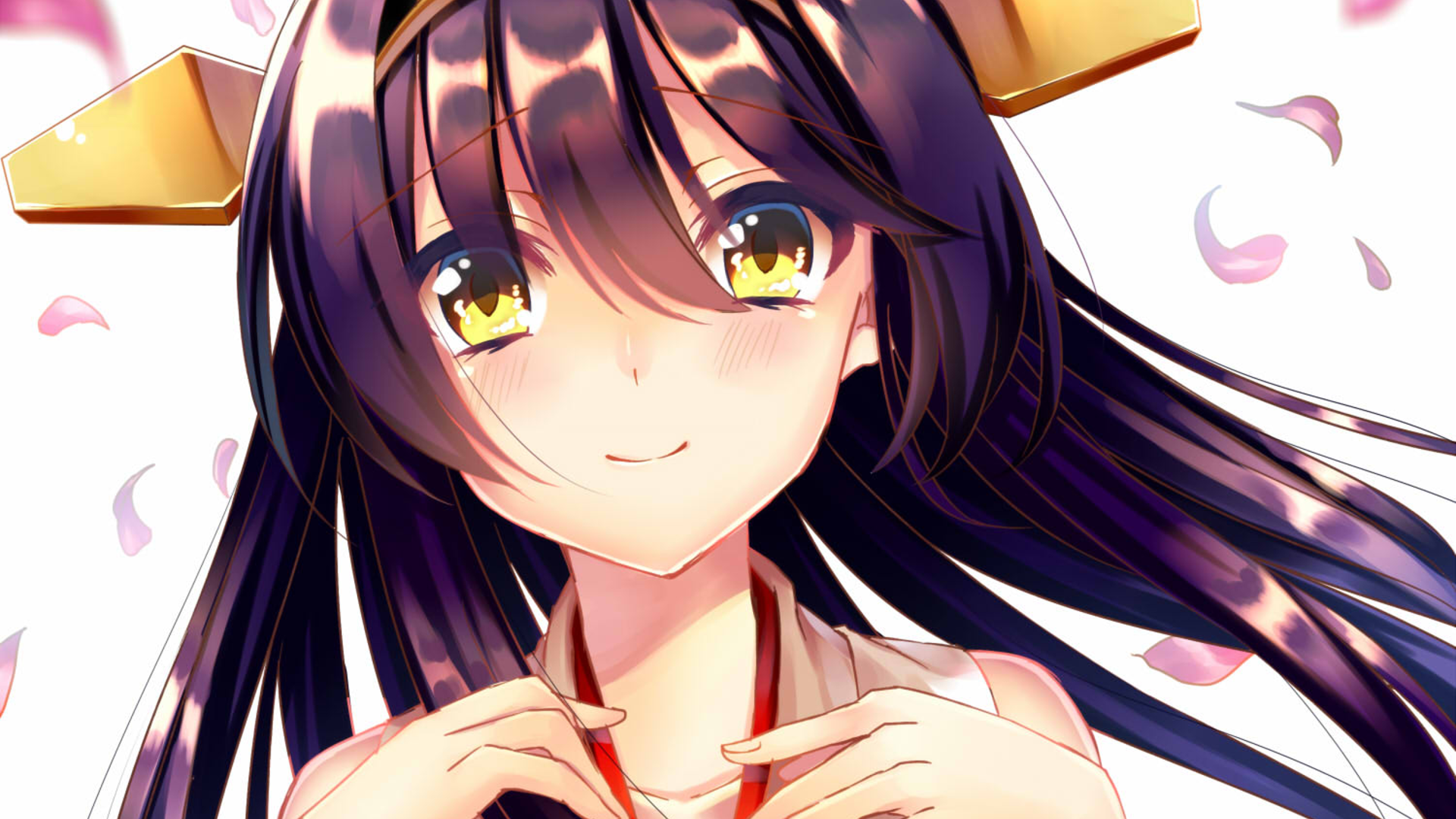Illustration of a girl with black hair from Kantai Collection HD Wallpaper