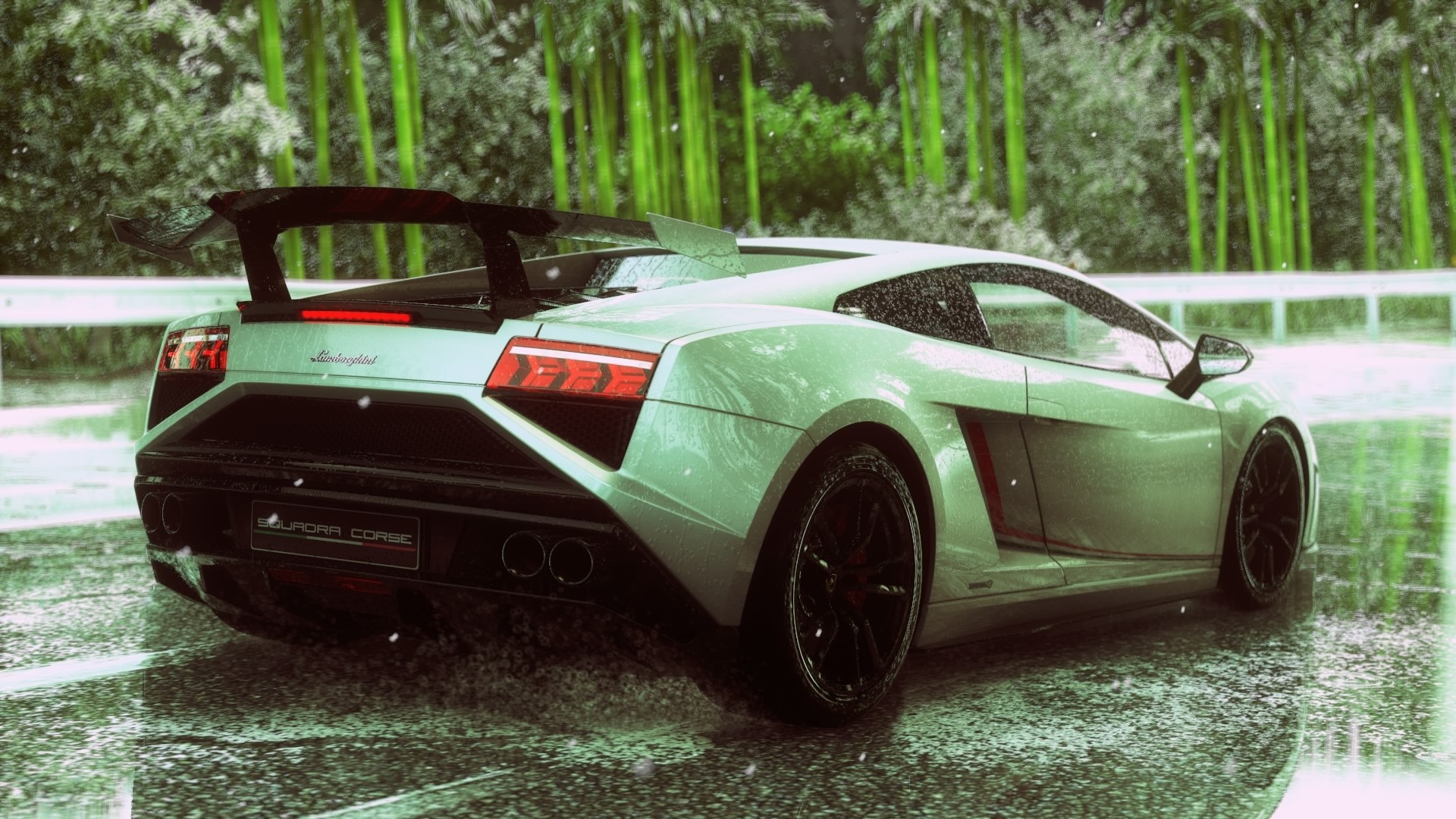 Lamborghini Gallardo Corse on a wet road HD Wallpaper