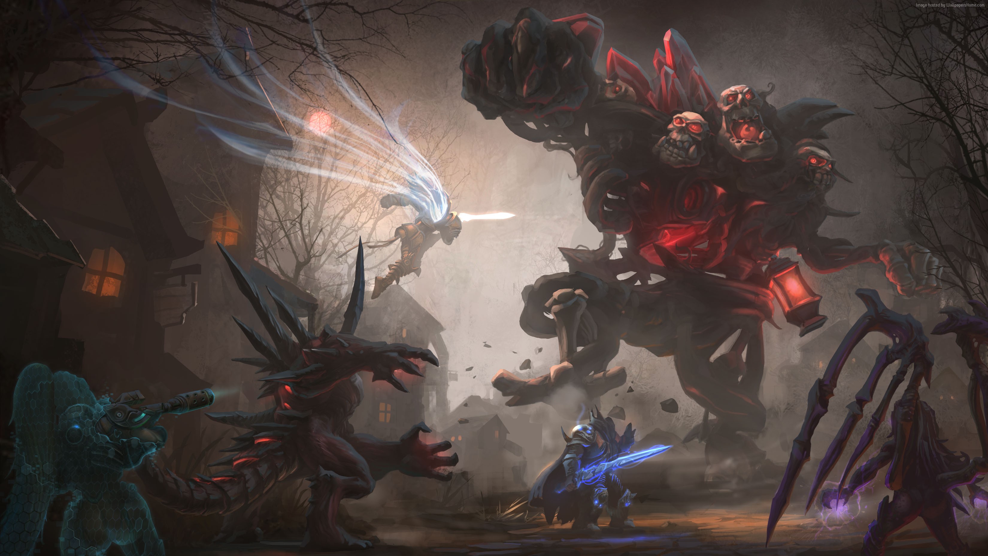 Heroes of the Storm characters in battle HD Wallpaper