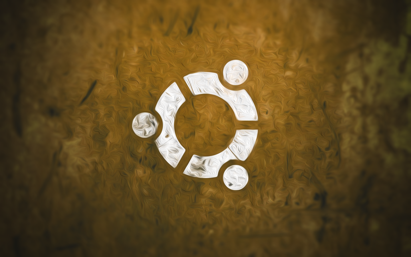 Ubuntu logo on a textured brown background HD Wallpaper