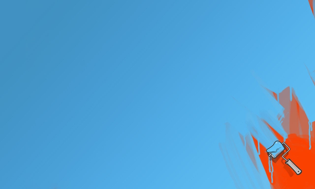 Blue paint roller painting orange surface HD Wallpaper