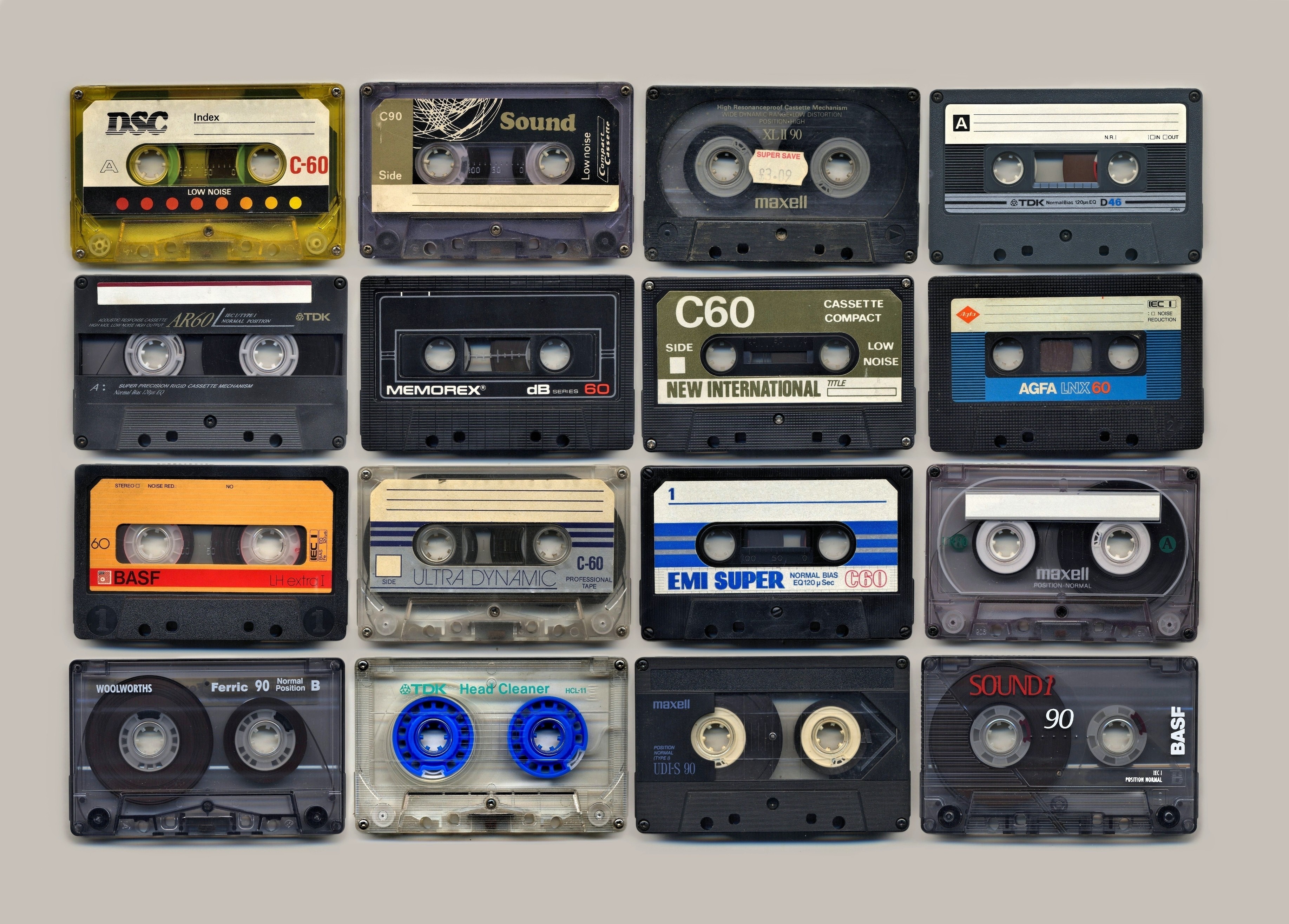 Collection of various audio cassette tapes HD Wallpaper