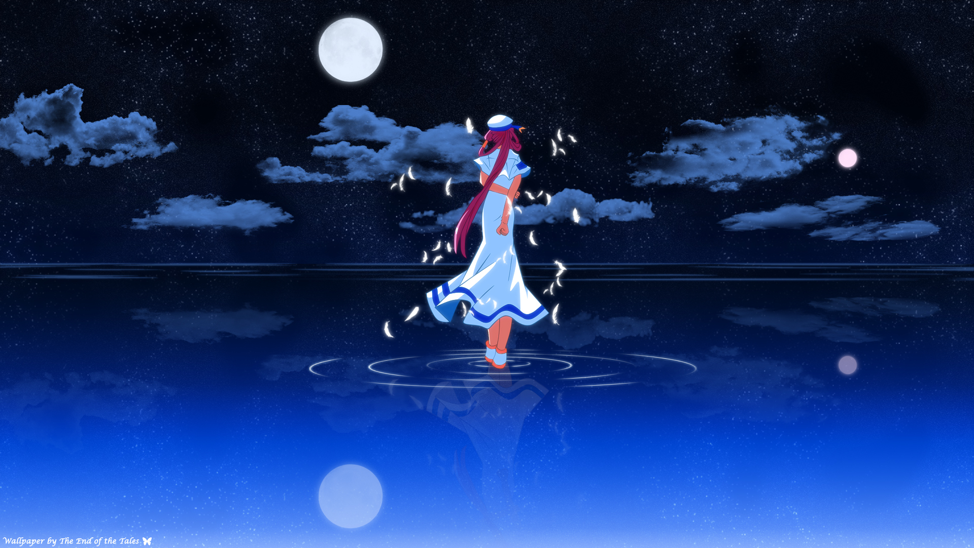 Aria standing in water under the night sky HD Wallpaper