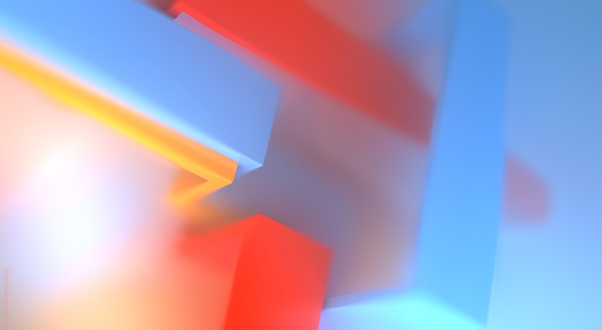Abstract shapes with red, blue, and yellow colors HD Wallpaper