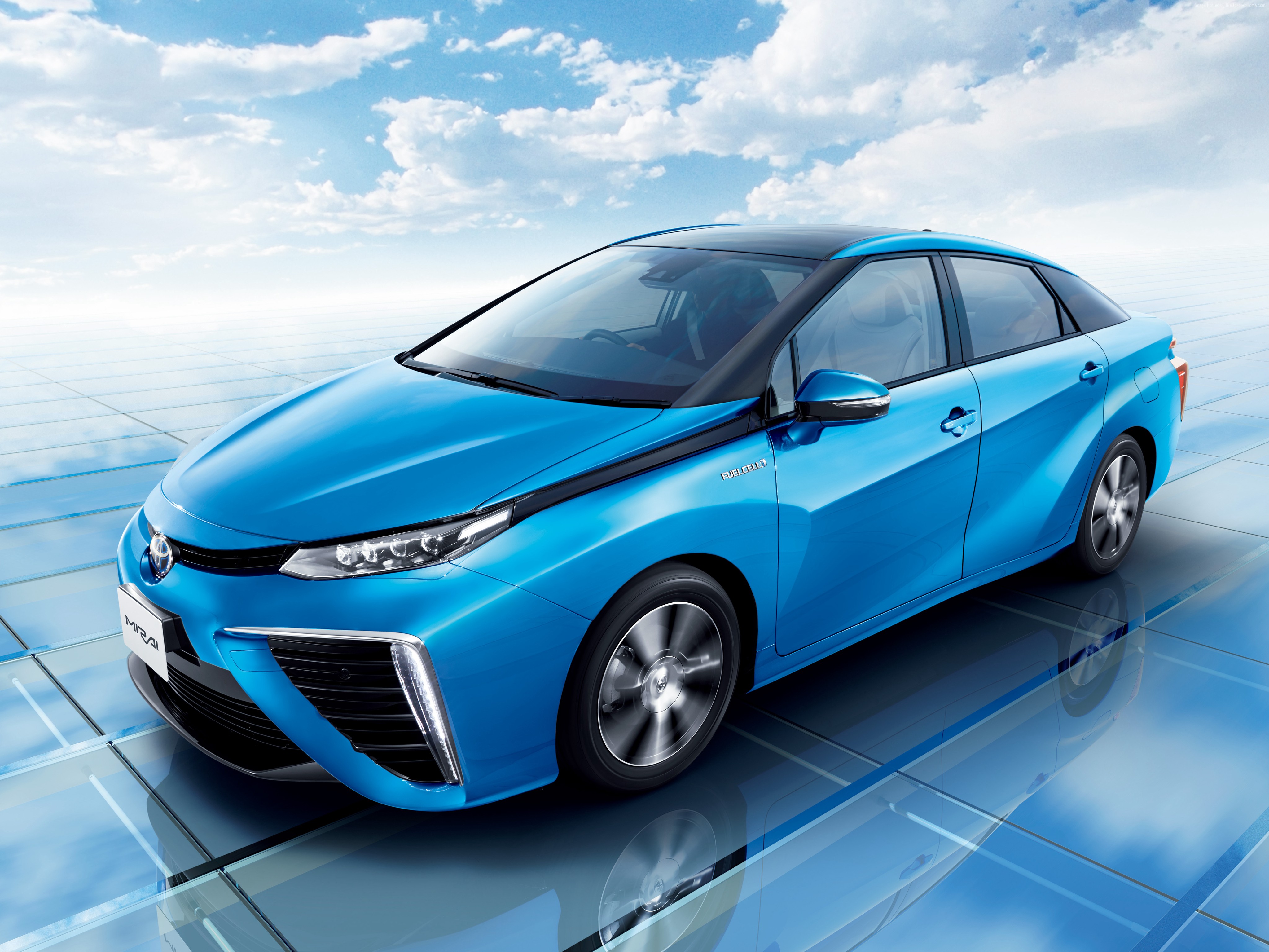 Blue Toyota Mirai Hydrogen Car HD Wallpaper