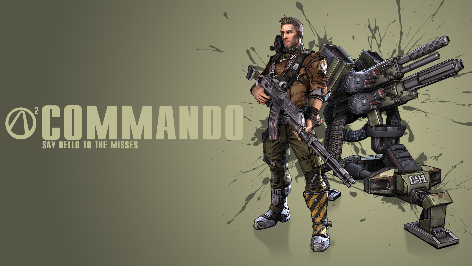 Commando from Borderlands 2 with a turret HD Wallpaper