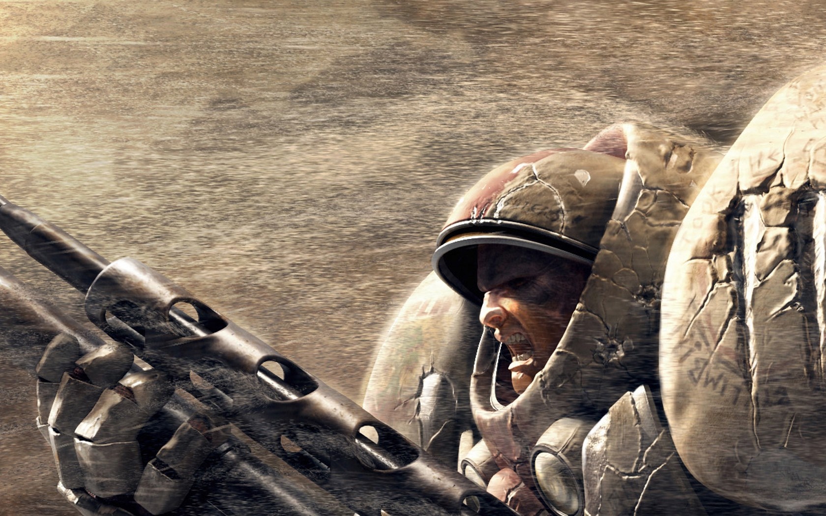 Marine from StarCraft in a sandstorm HD Wallpaper