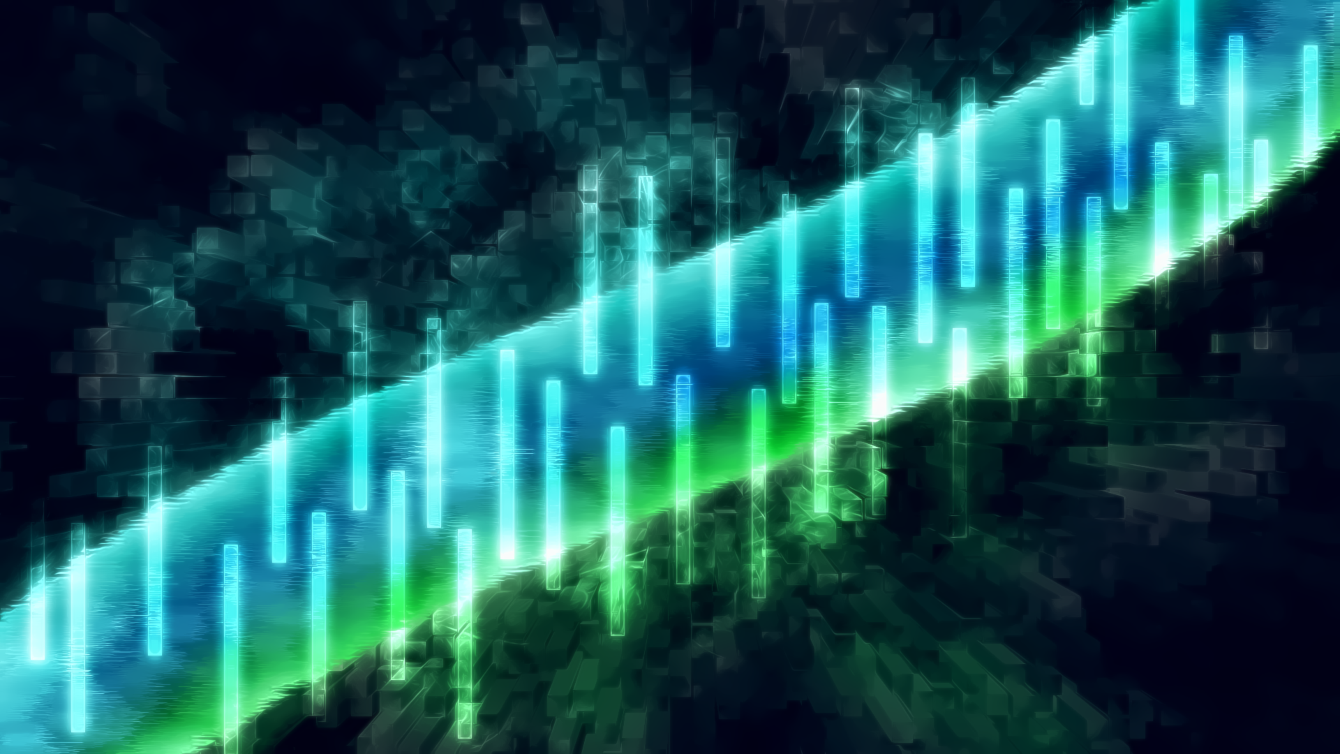 Abstract digital art with glowing bars HD Wallpaper