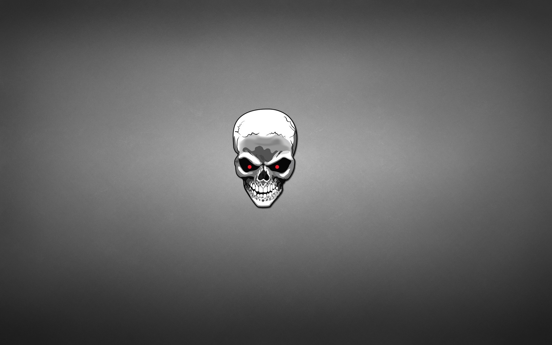Skull with red eyes on a grey background HD Wallpaper