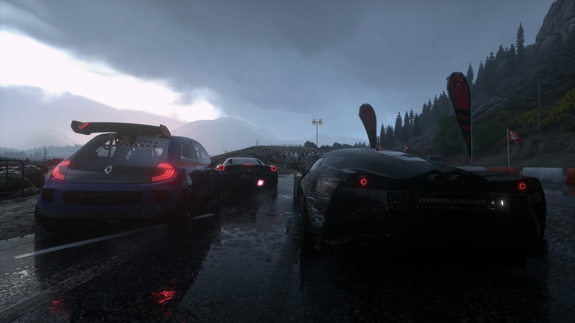 Cars on a wet road in Driveclub HD Wallpaper