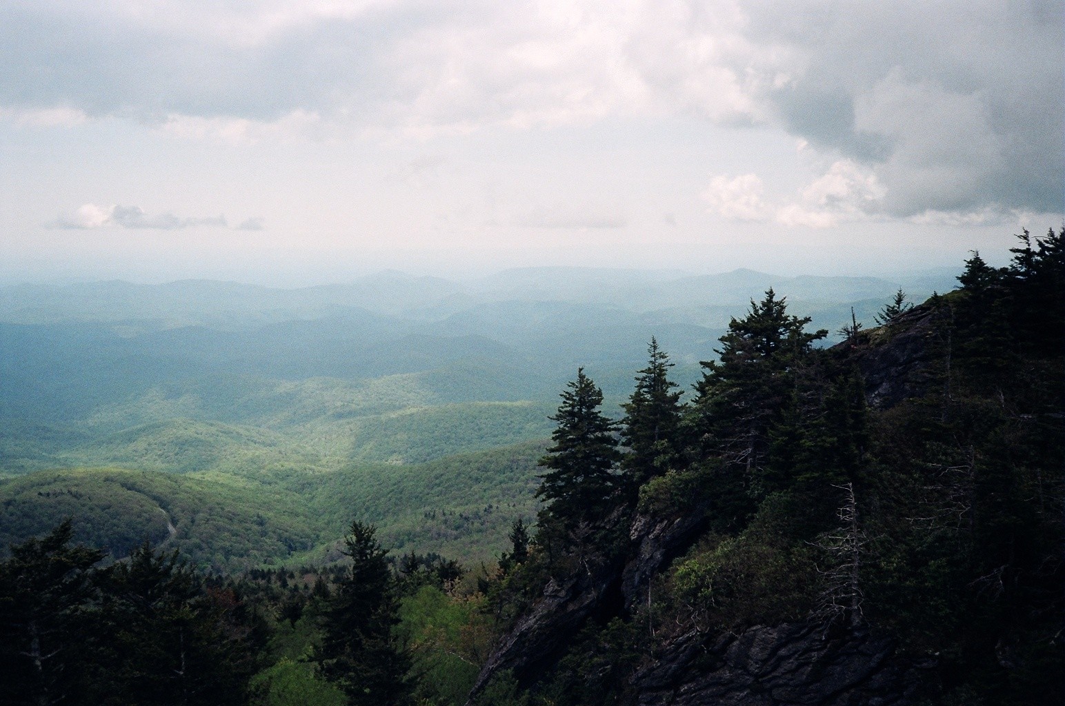 Mountain landscape with trees and rolling hills HD Wallpaper