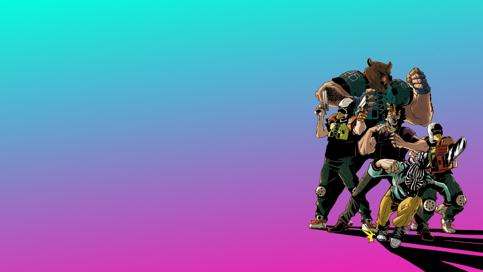 Hotline Miami 2: Wrong Number characters with guns HD Wallpaper