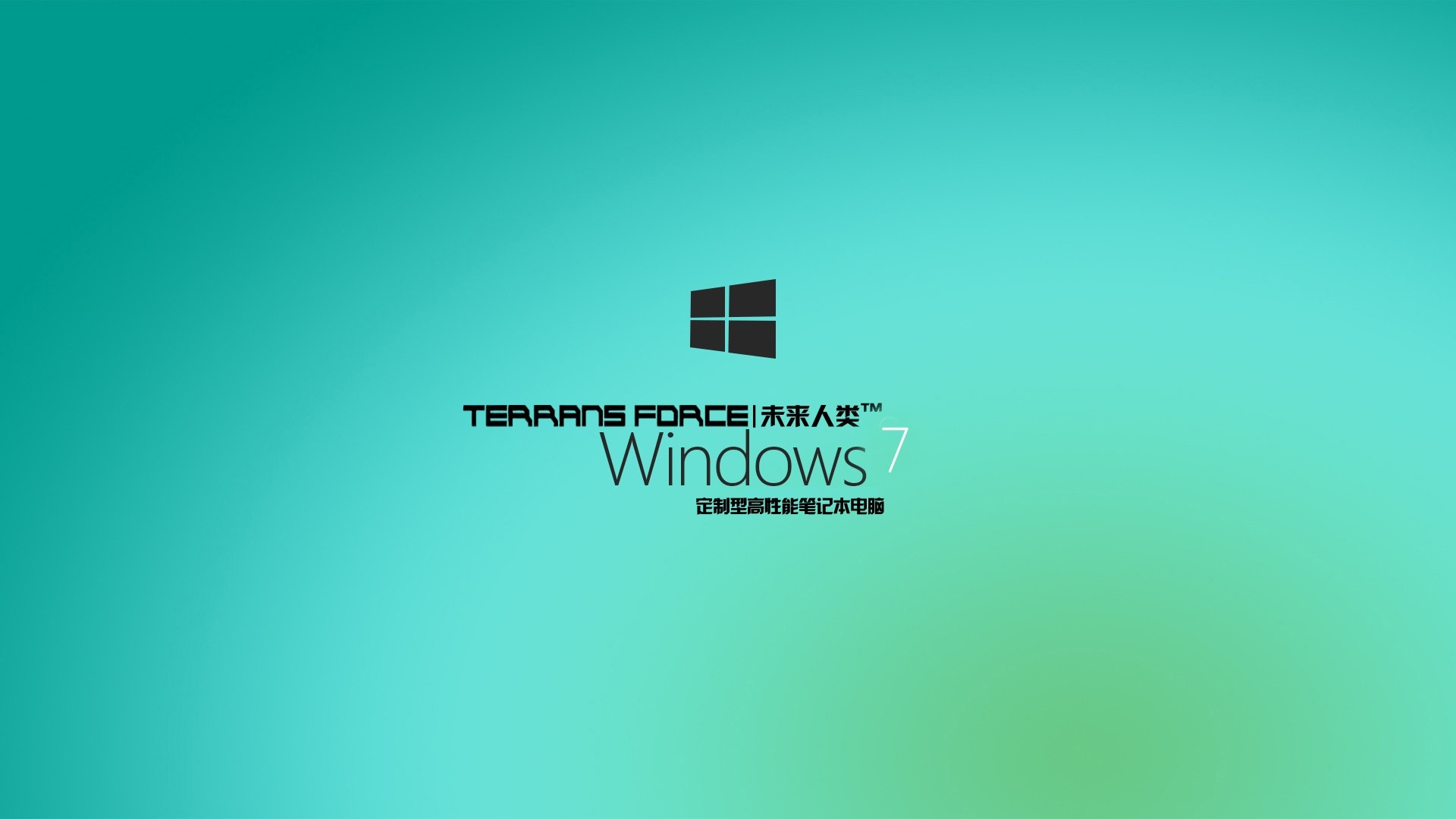 Windows 7 Terrans Force logo with Chinese text HD Wallpaper