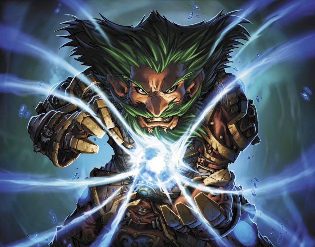 Gnome casting a spell with blue energy HD Wallpaper