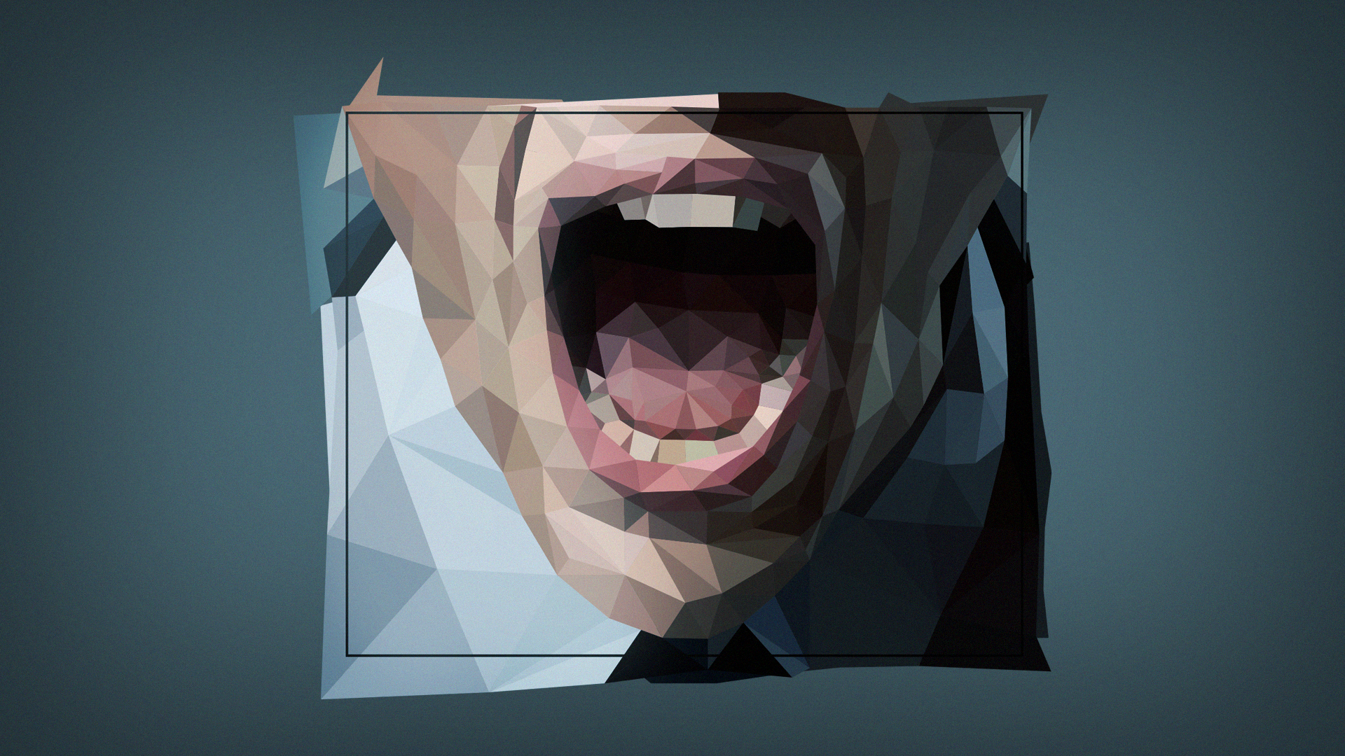 Low poly illustration of a screaming mouth HD Wallpaper