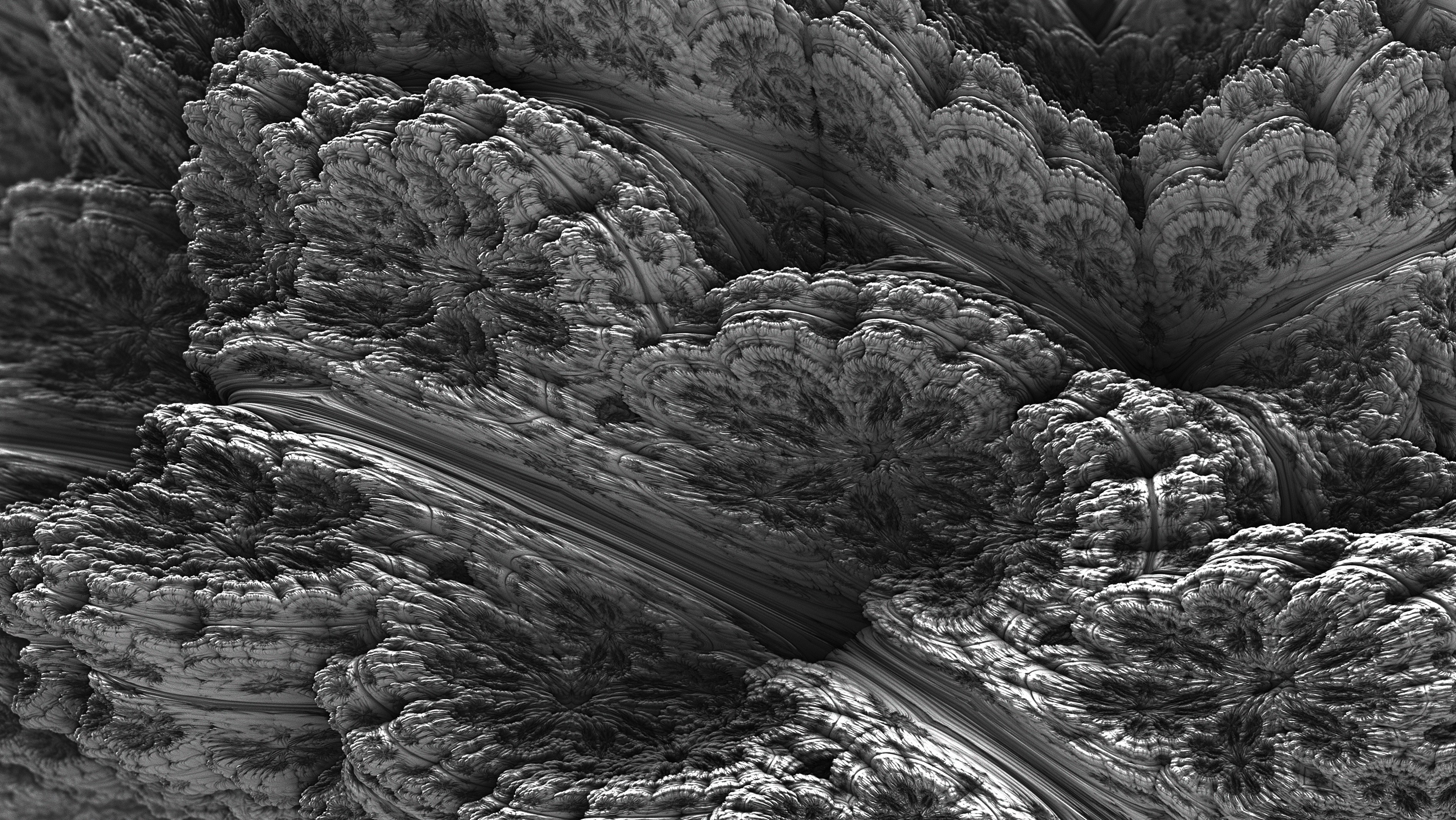 Abstract fractal landscape in monochrome HD Wallpaper