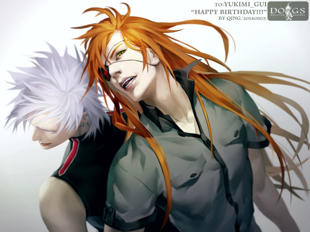 Two anime men with orange and white hair HD Wallpaper