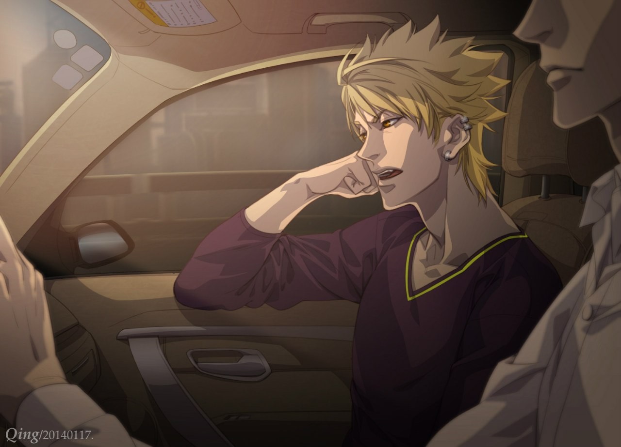 Anime characters in a car HD Wallpaper
