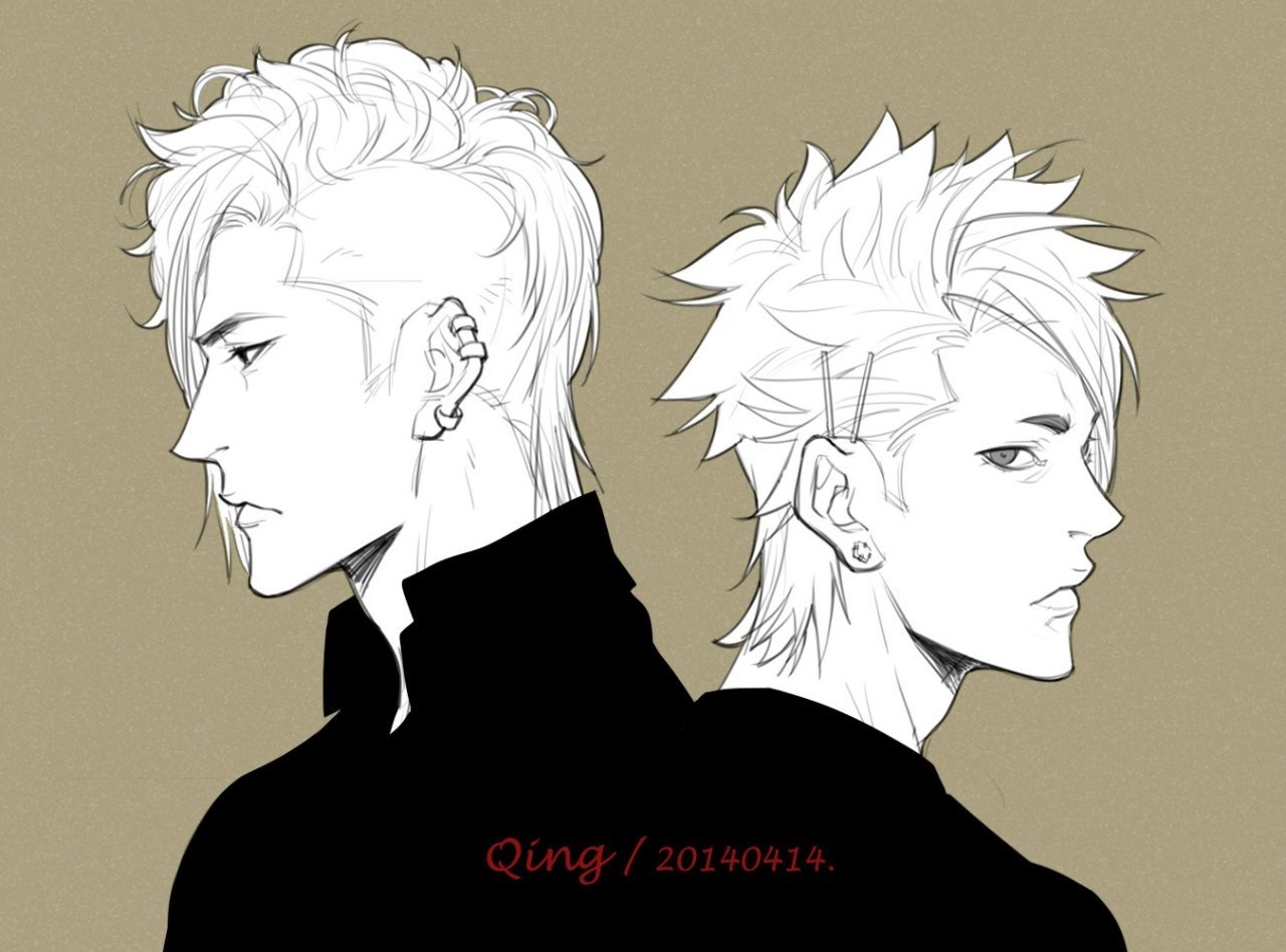 Two men with mohawk hairstyles in profile HD Wallpaper