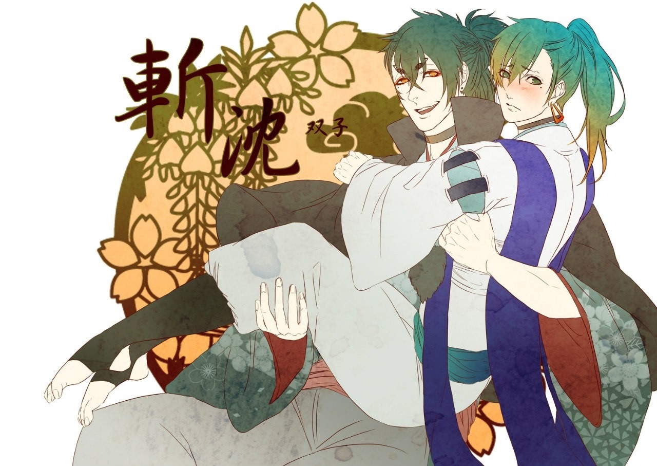 Two anime men in traditional Japanese clothing HD Wallpaper