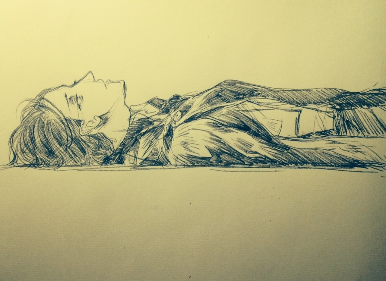 Sketch of a person lying down HD Wallpaper