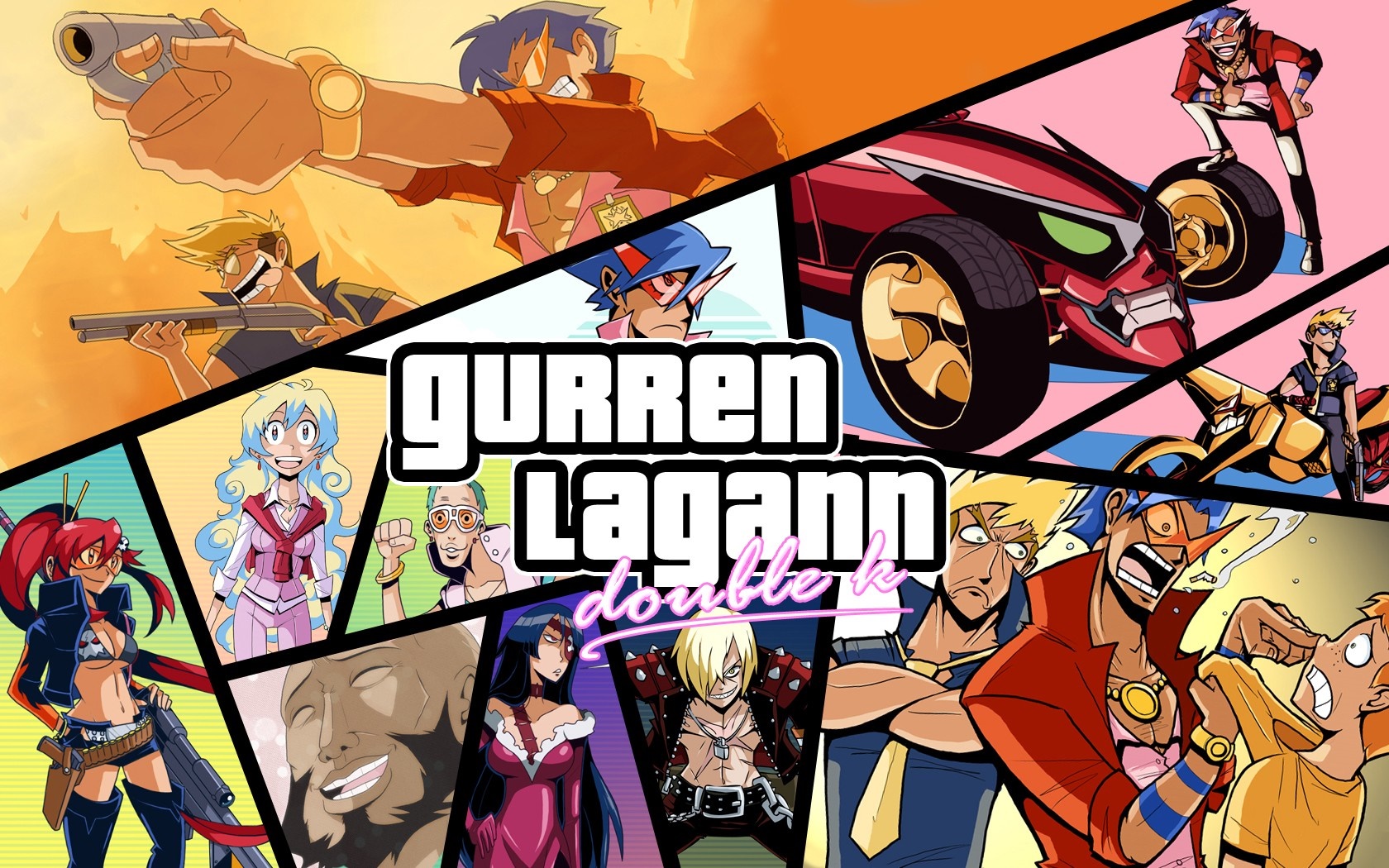 Tengen Toppa Gurren Lagann characters in a comic book style HD Wallpaper
