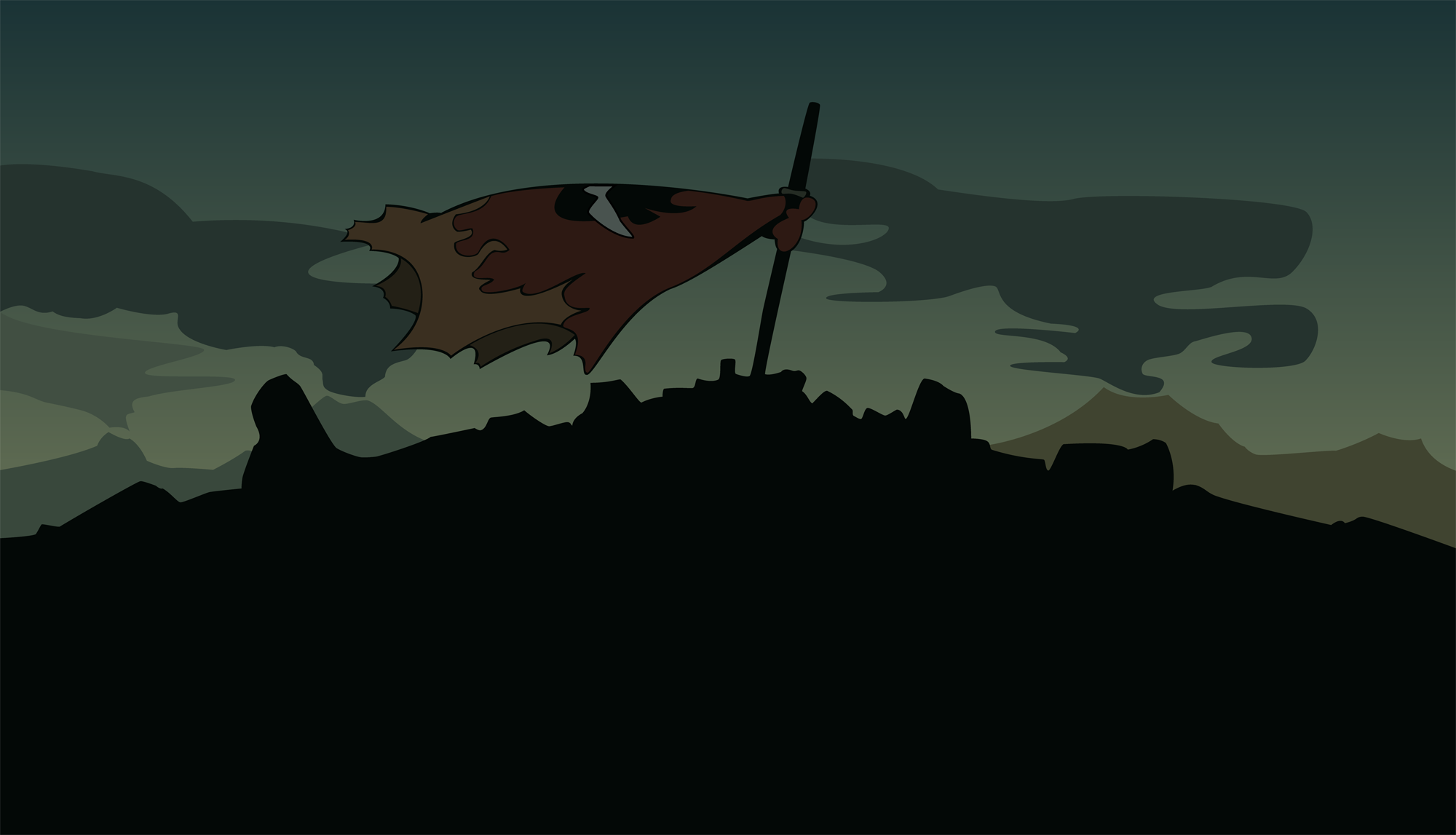 Tengen Toppa Gurren Lagann flag on a mountain HD Wallpaper