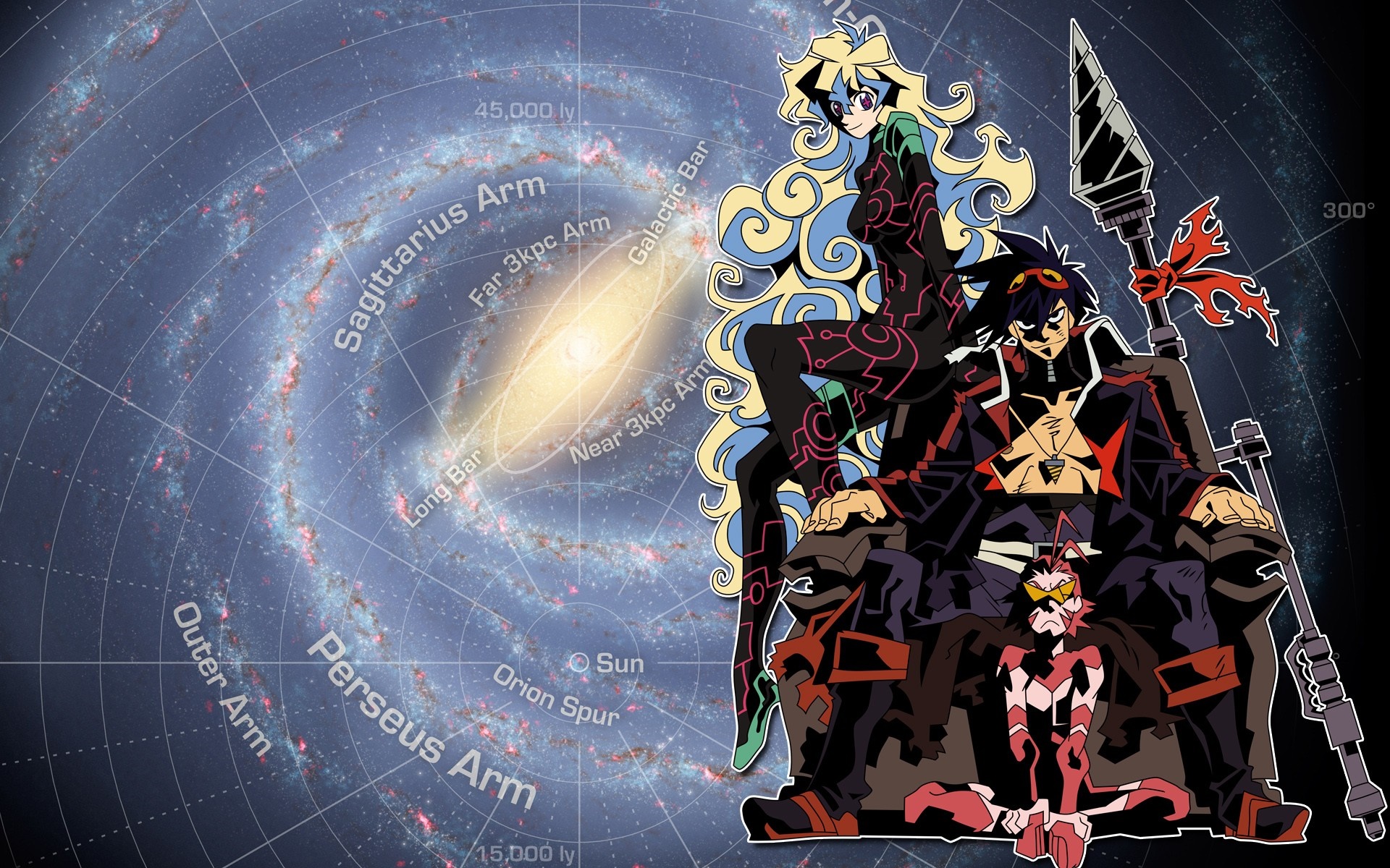 Simon and Nia from Tengen Toppa Gurren Lagann in space HD Wallpaper