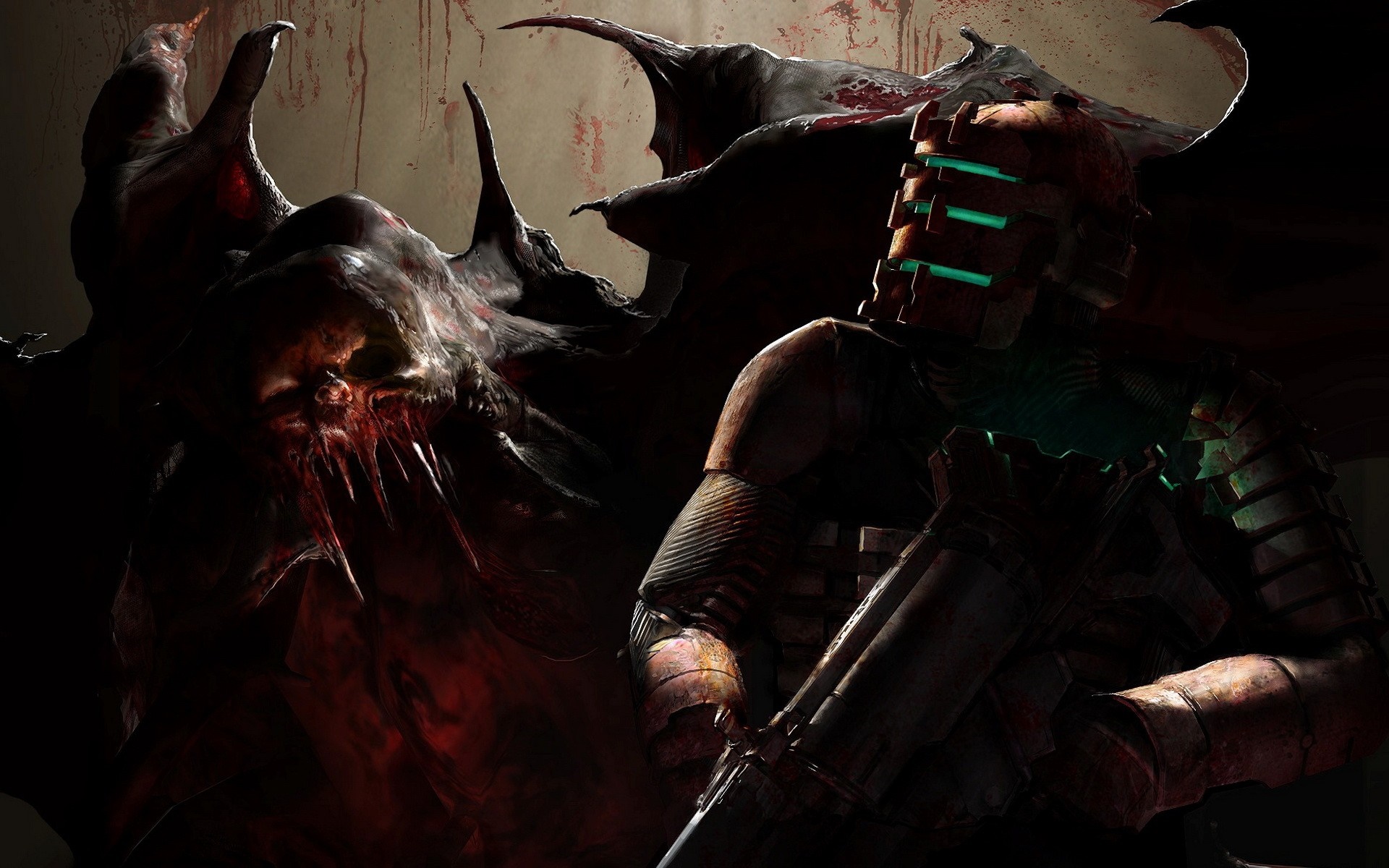Isaac Clarke from Dead Space fighting a Necromorph HD Wallpaper
