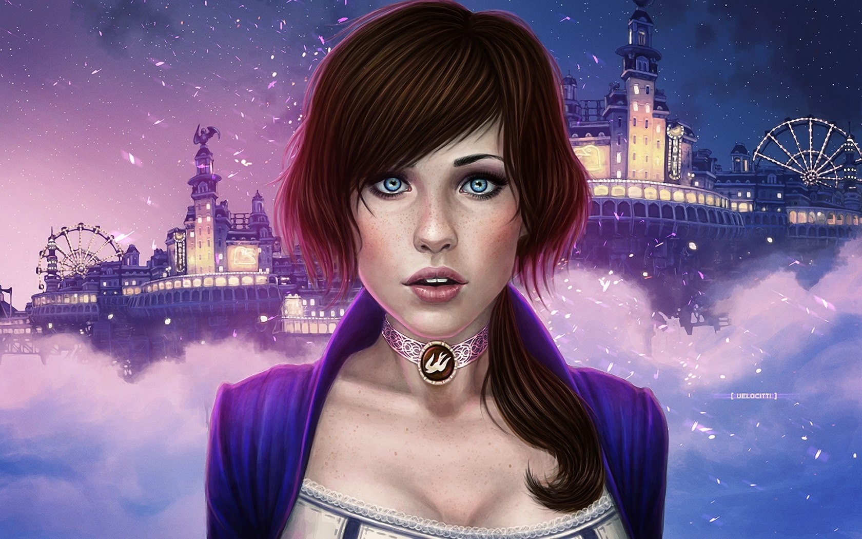 Elizabeth from BioShock Infinite in front of Columbia HD Wallpaper