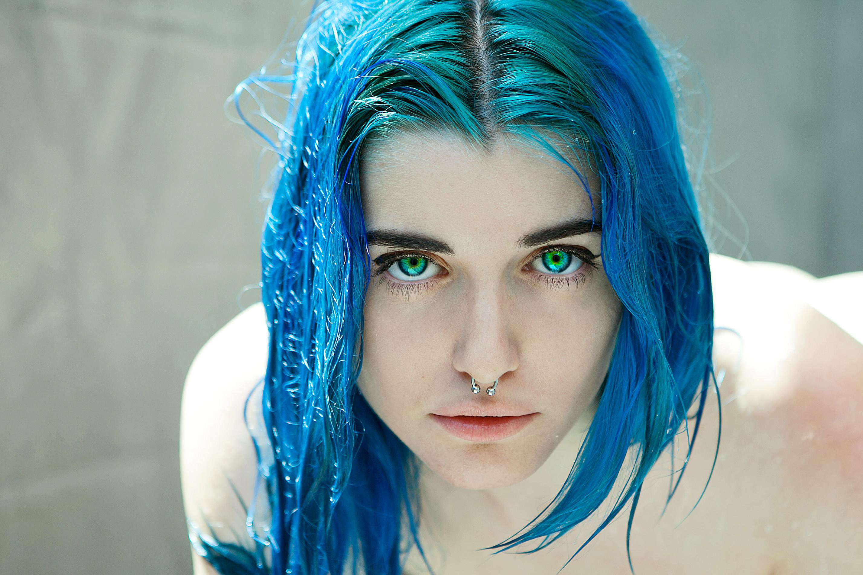 Close up of a person with dyed hair and piercings HD Wallpaper