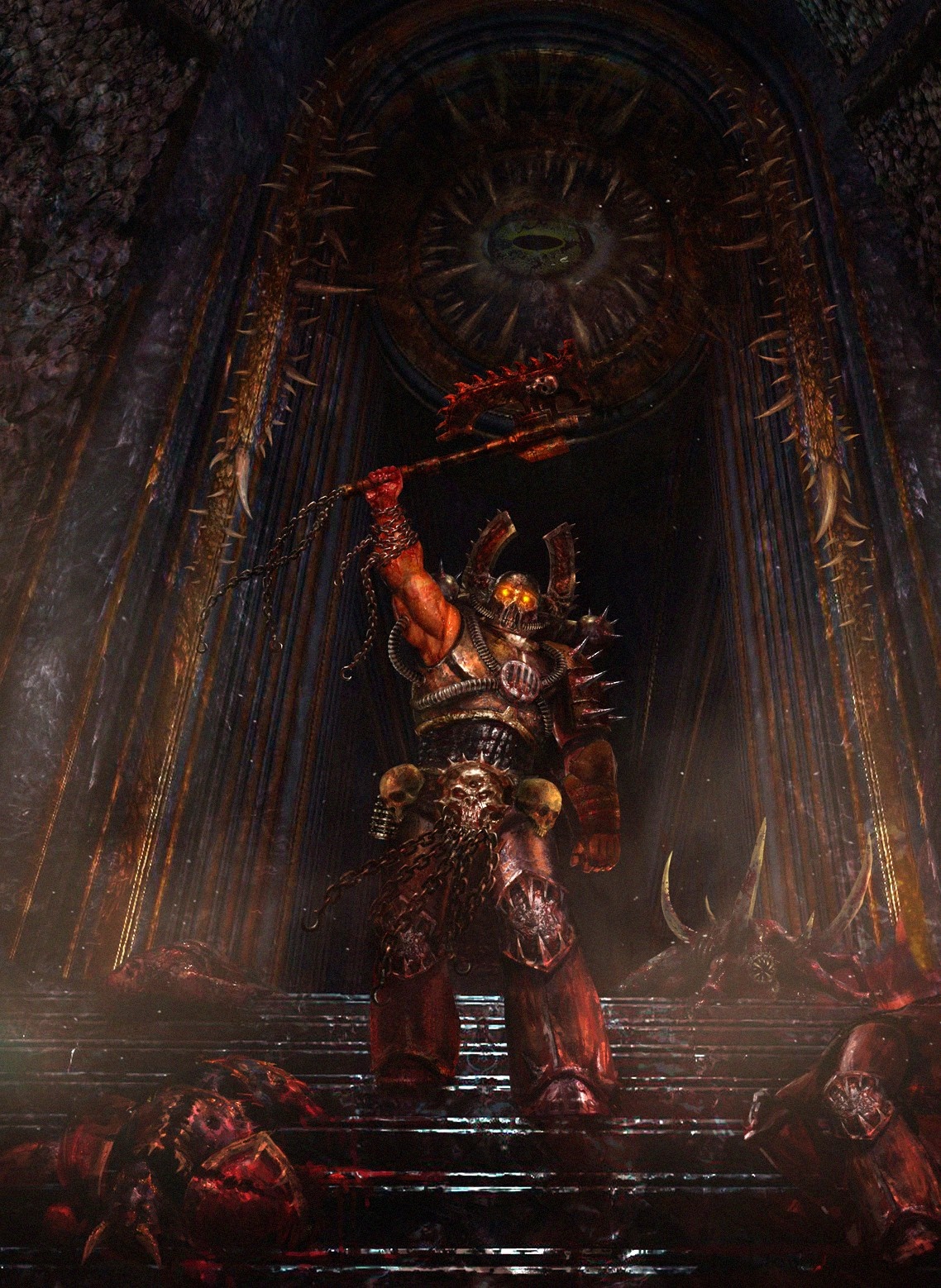 Warhammer 40,000 Chaos Lord with Axe HD Wallpaper
