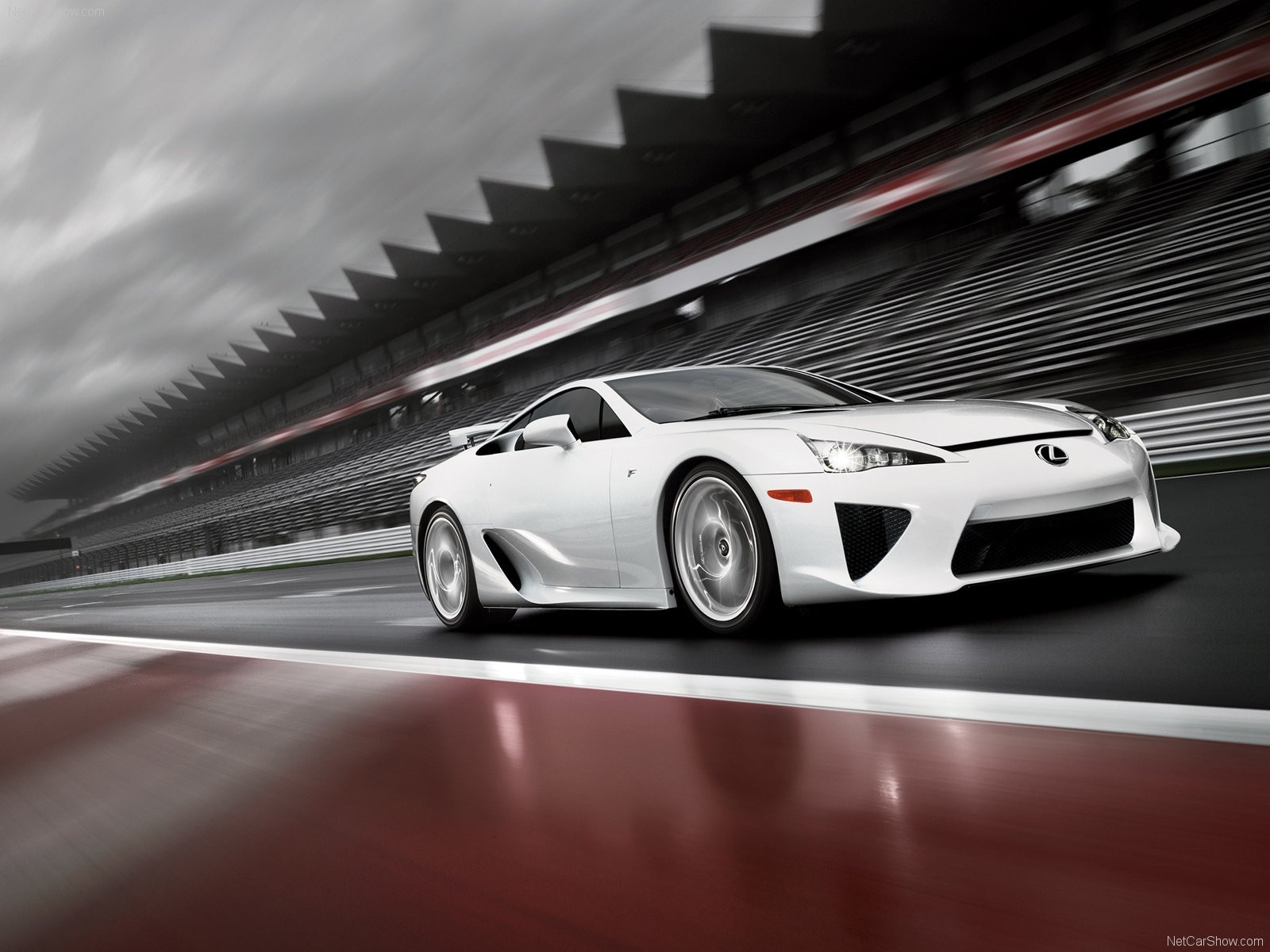 White Lexus LFA sports car on a race track HD Wallpaper