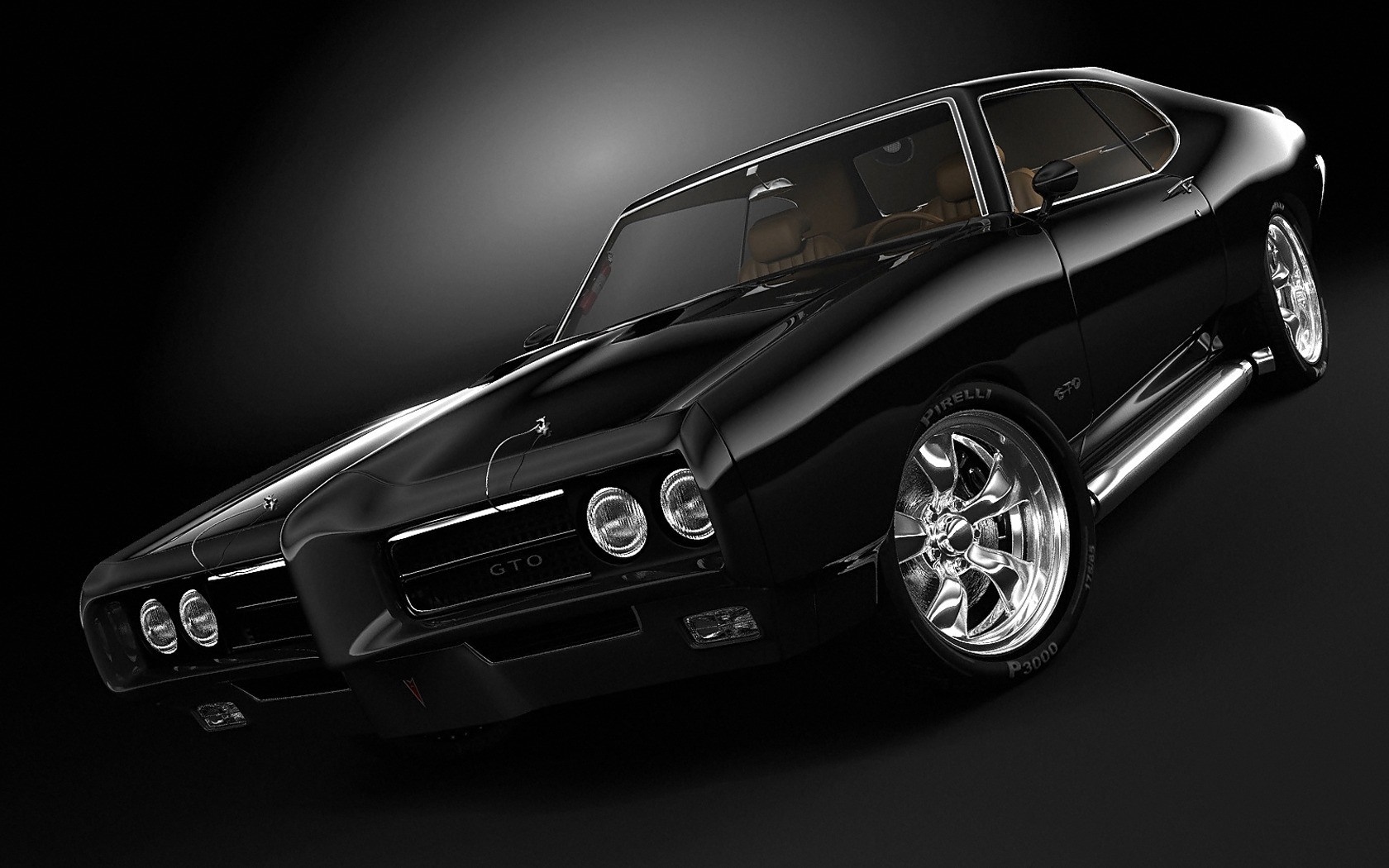 Black Pontiac GTO muscle car HD Wallpaper