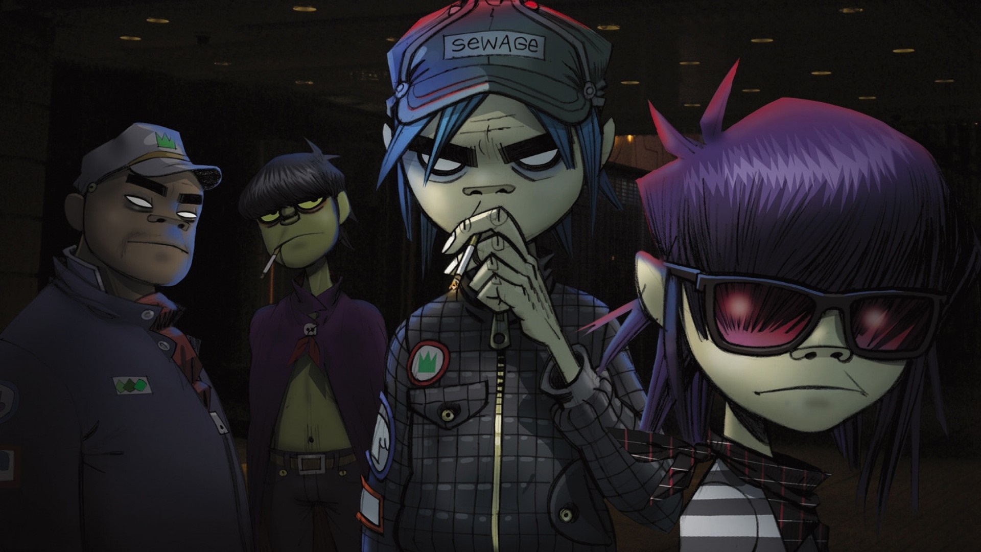 Gorillaz characters 2D, Murdoc Niccals, Noodle, and Russel Hobbs HD Wallpaper