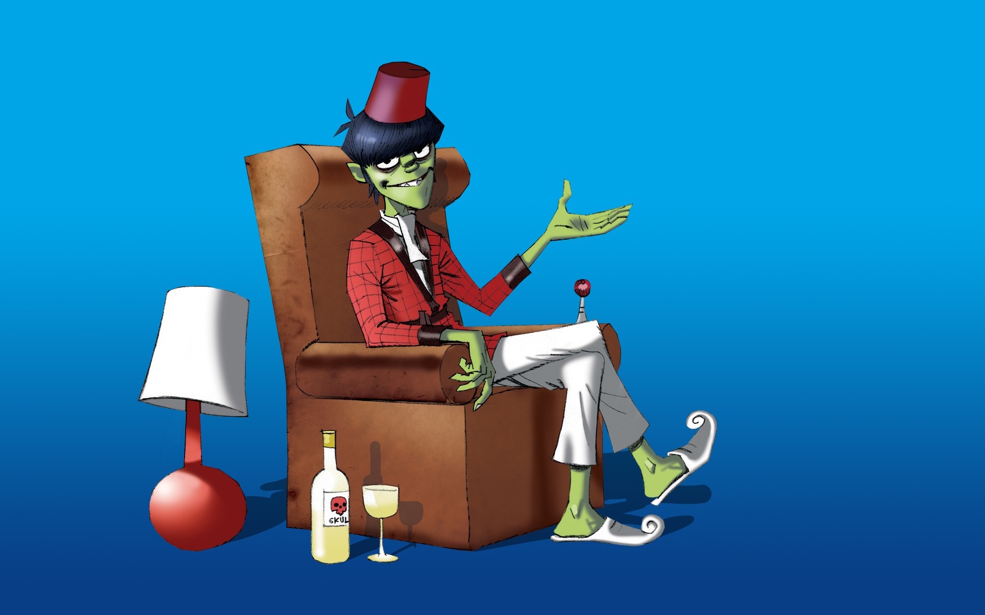 Murdoc Niccals from Gorillaz sitting in a chair HD Wallpaper