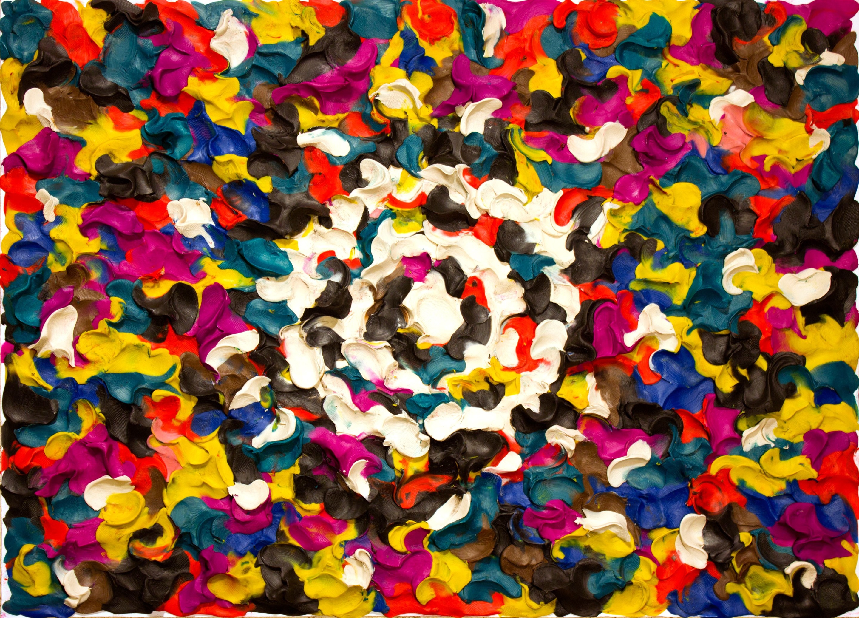Colorful abstract painting with clay petals HD Wallpaper