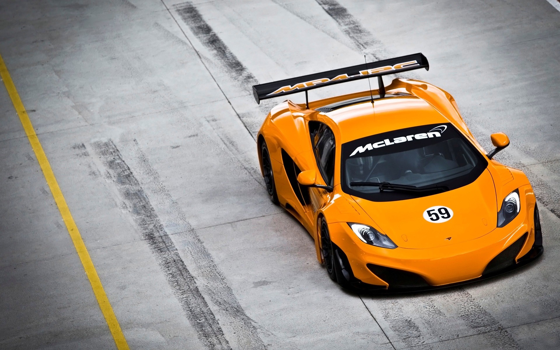 Orange McLaren MP4 12C GT3 on Race Track HD Wallpaper