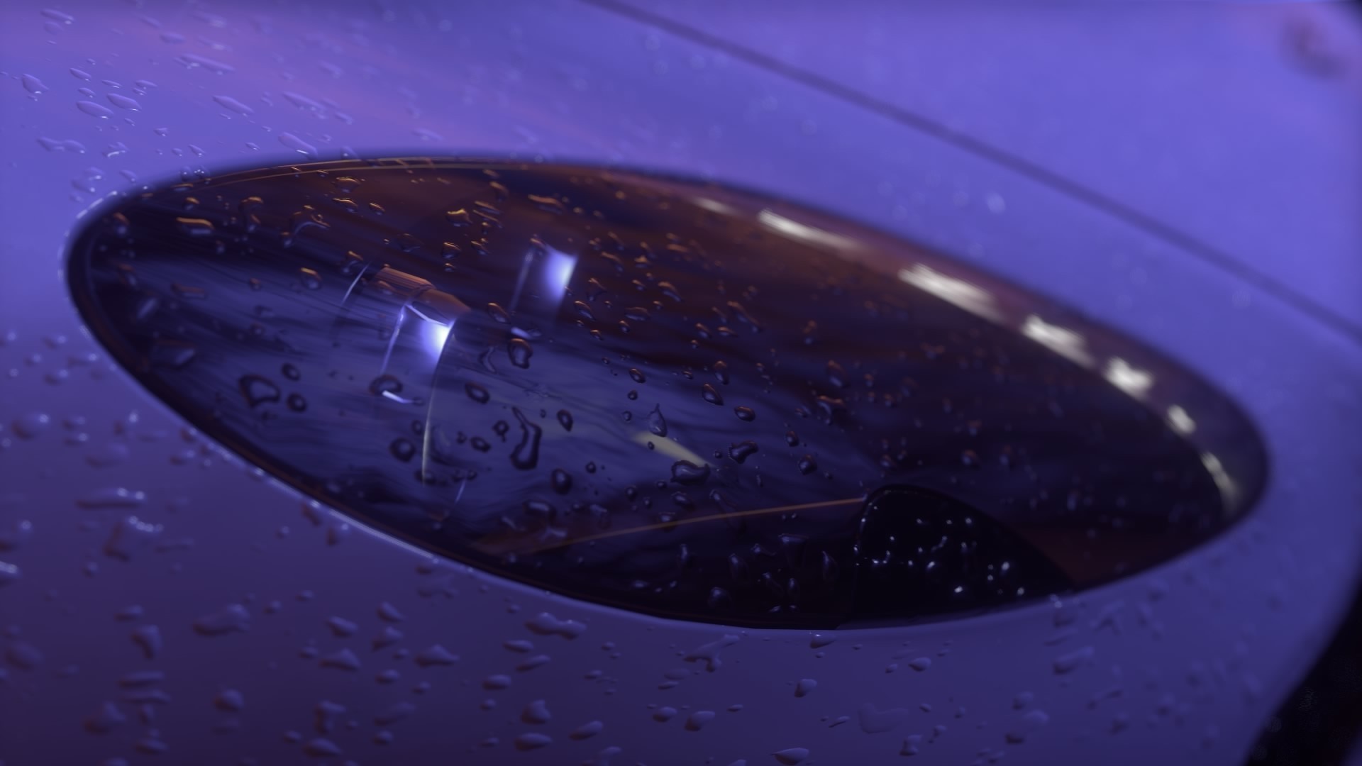 Close-up of a car headlight with raindrops HD Wallpaper