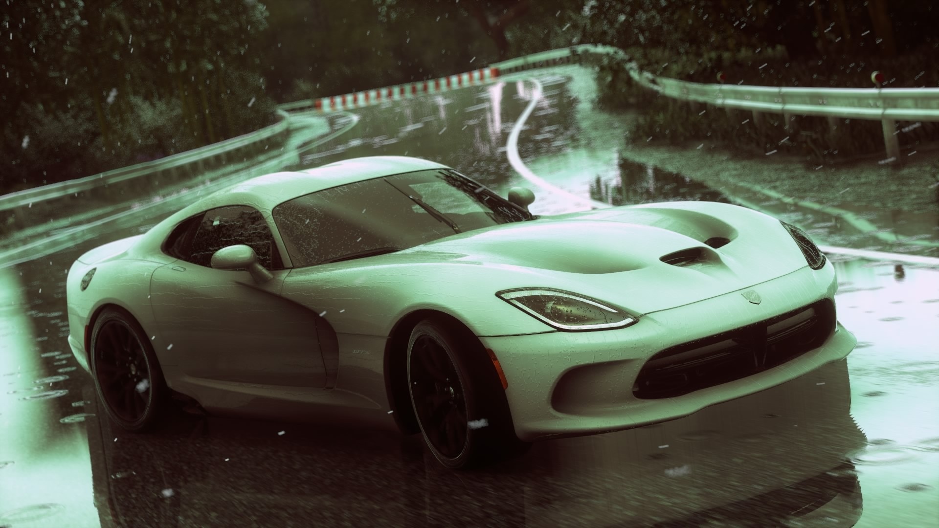 White SRT Viper on a wet road in Driveclub HD Wallpaper