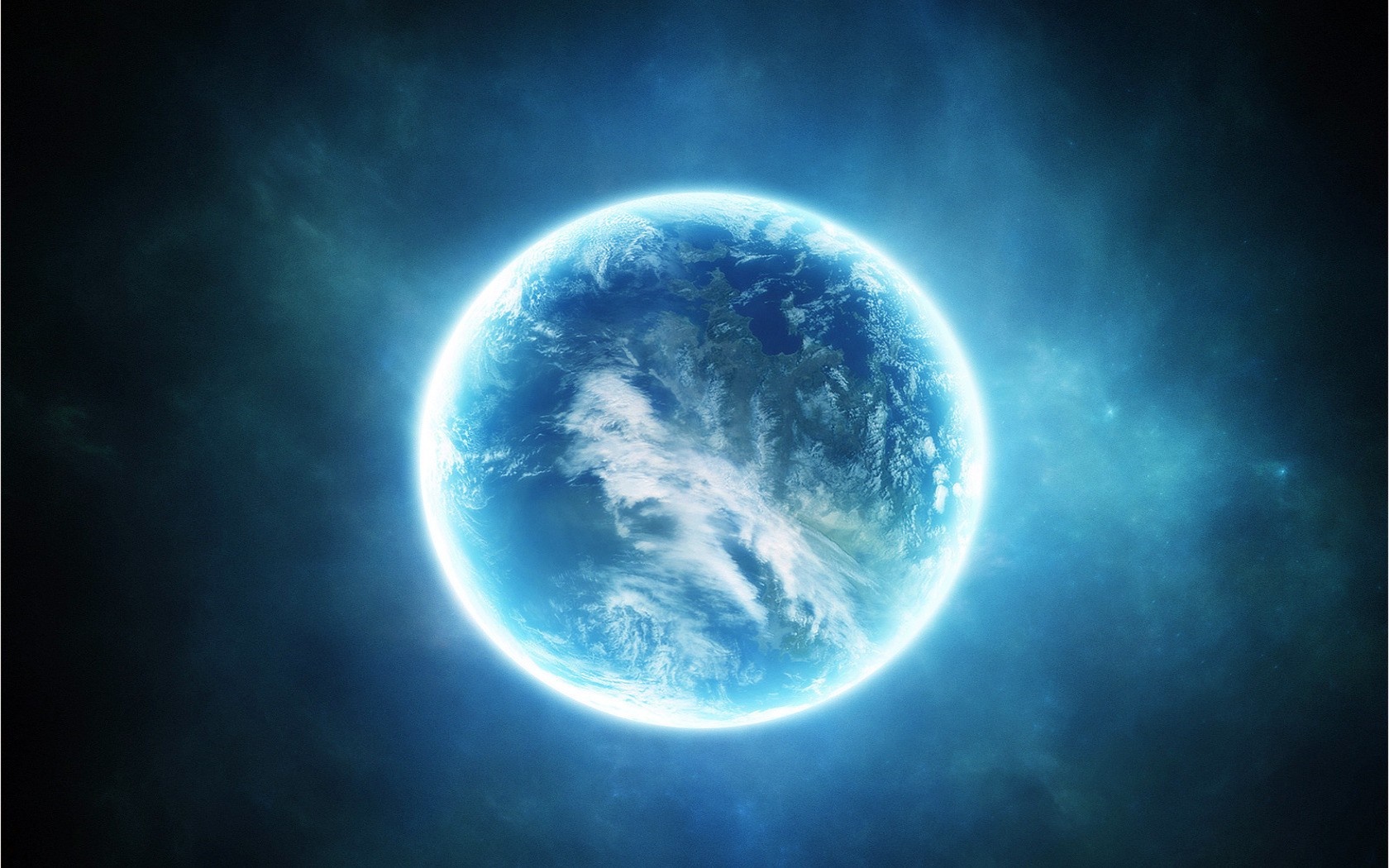 Earth from space with glowing atmosphere HD Wallpaper