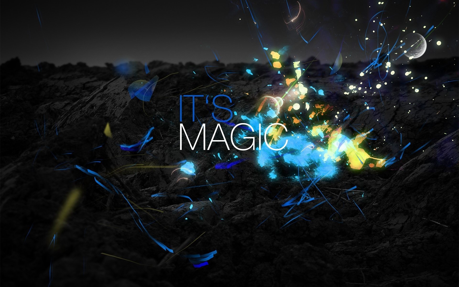 It's Magic text with abstract light effects HD Wallpaper